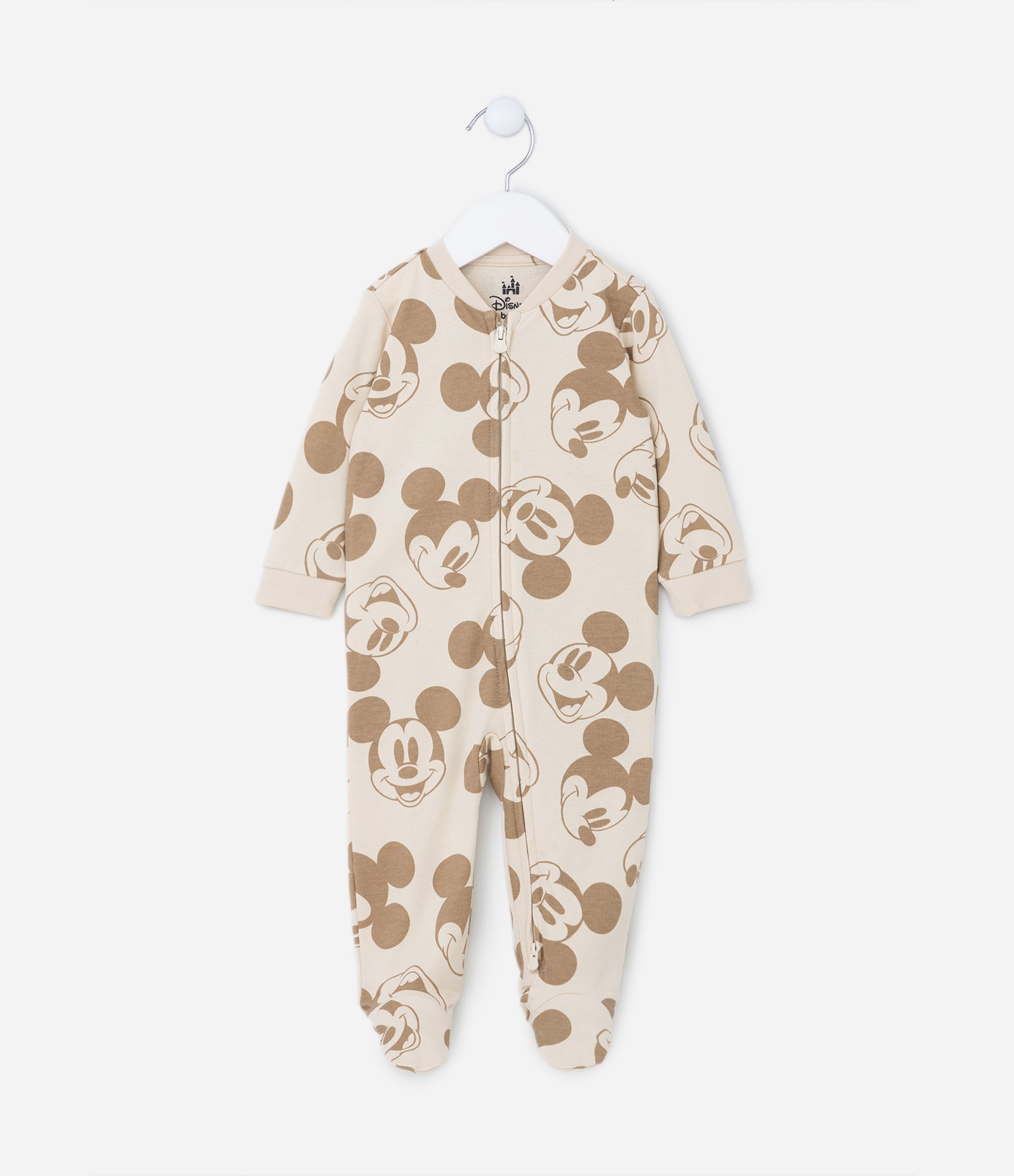 Macacão Infantil em Suedine com Estampa do Mickey - Tam 0 a 18 meses Marrom 2