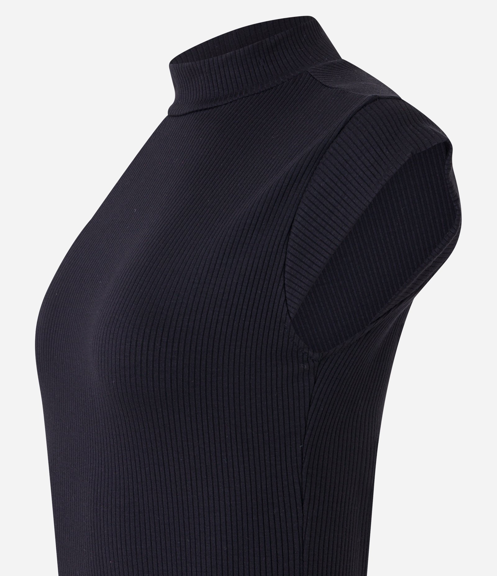 Blusa Ajustada em Ribana com Golinha e Texturas Preto 6