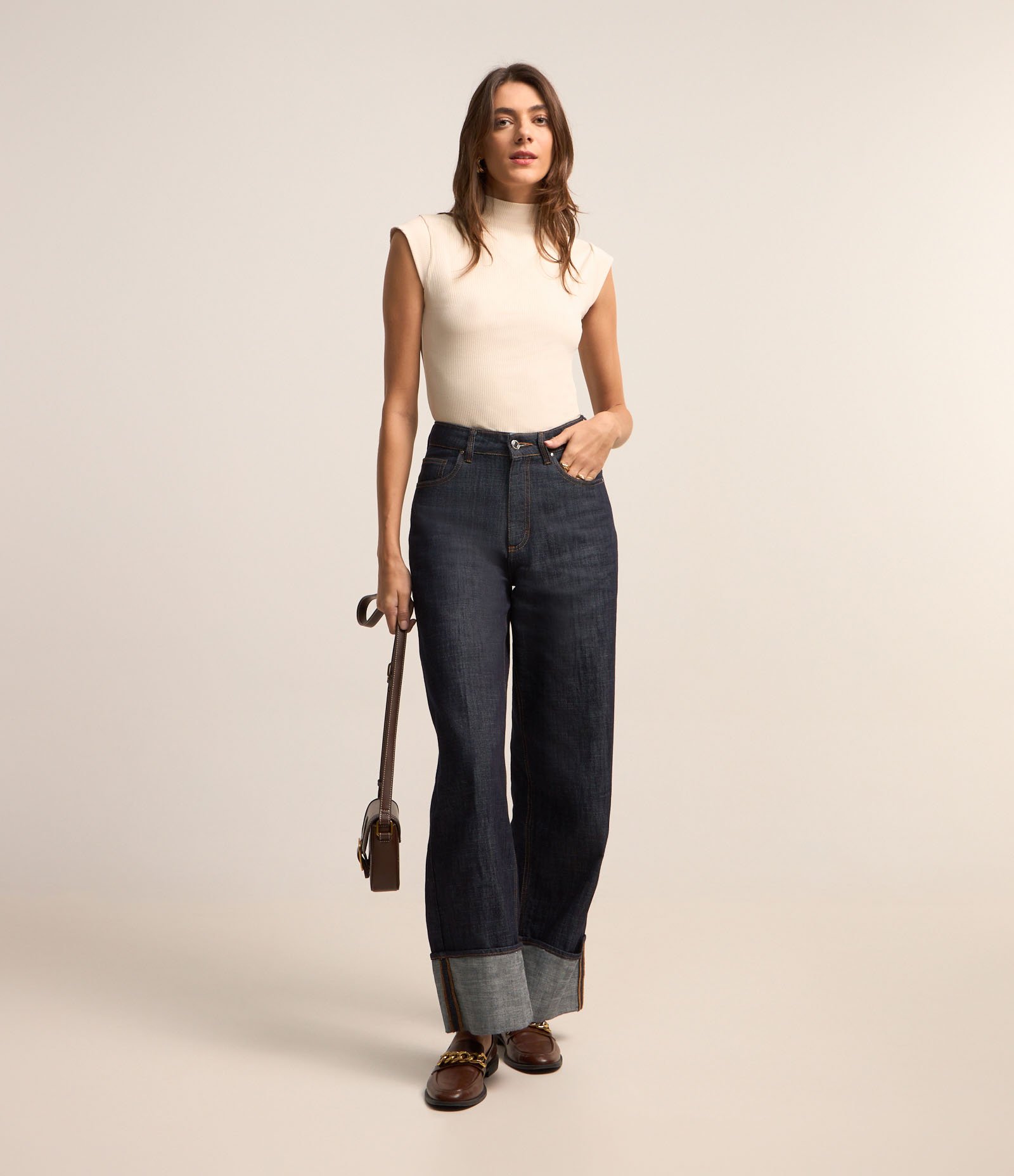 Blusa Ajustada em Ribana com Golinha e Texturas 2