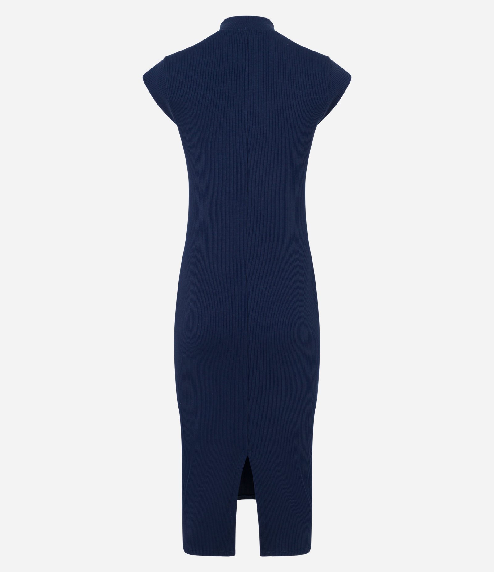Vestido Midi Sem Manga em Ribana com Gola Alta Azul 8