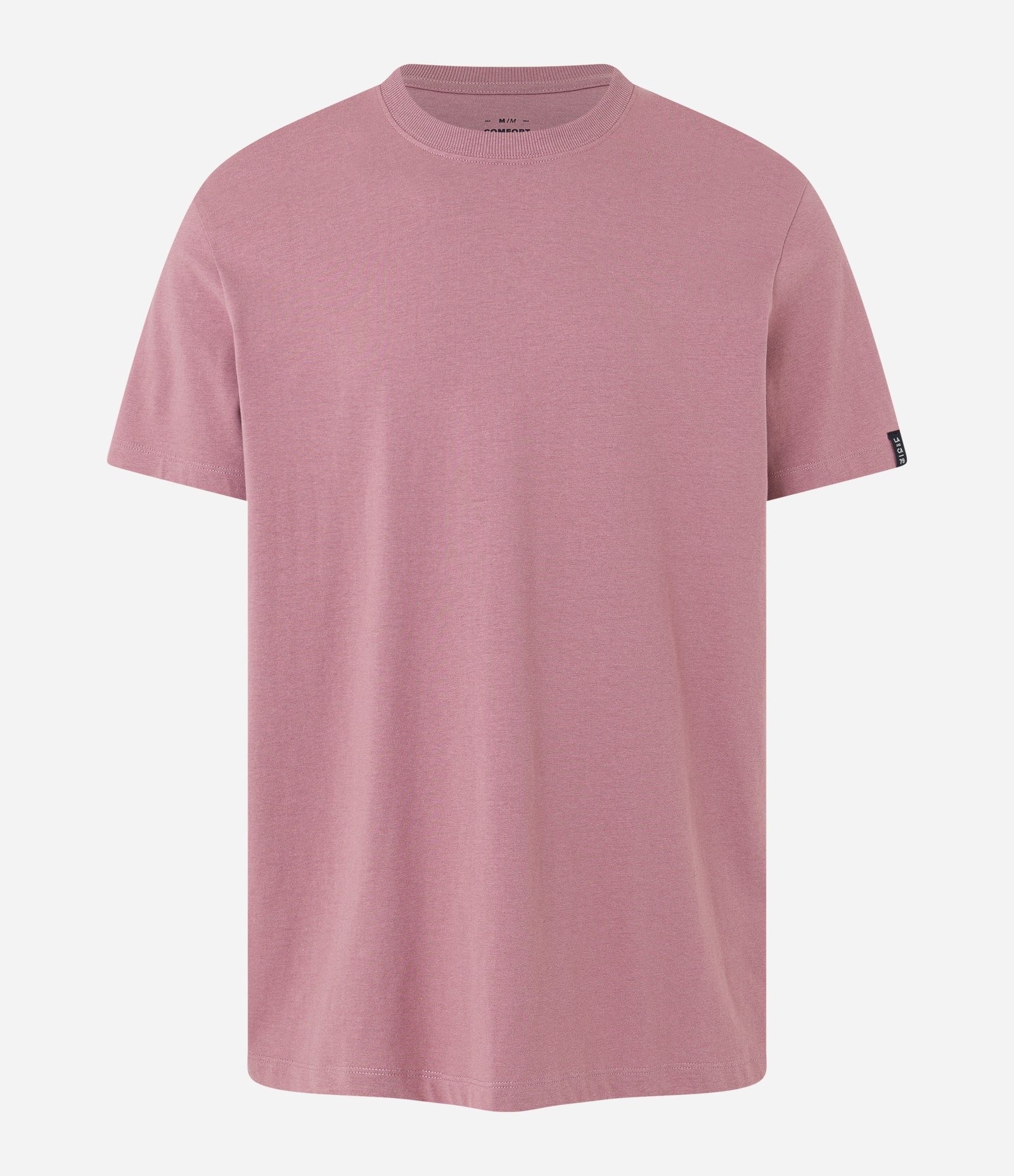 Camiseta Comfort Básica em Malhão com Etiqueta na Manga Rosa Claro 4