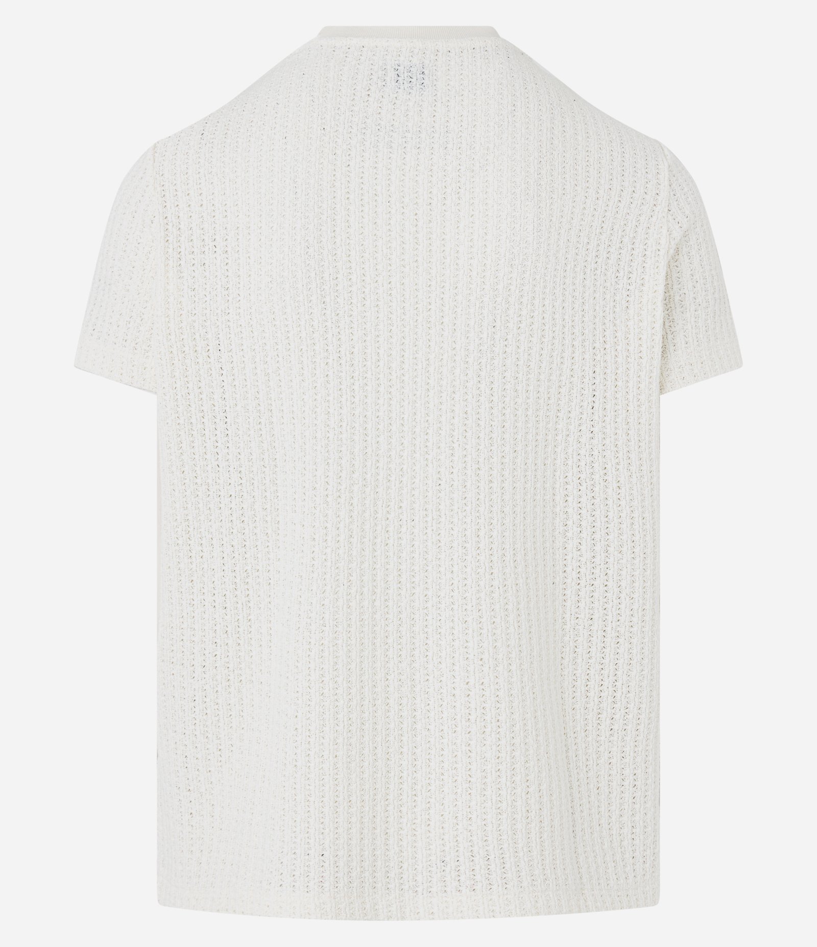 Camiseta Regular com Textura e Renda Off White 12