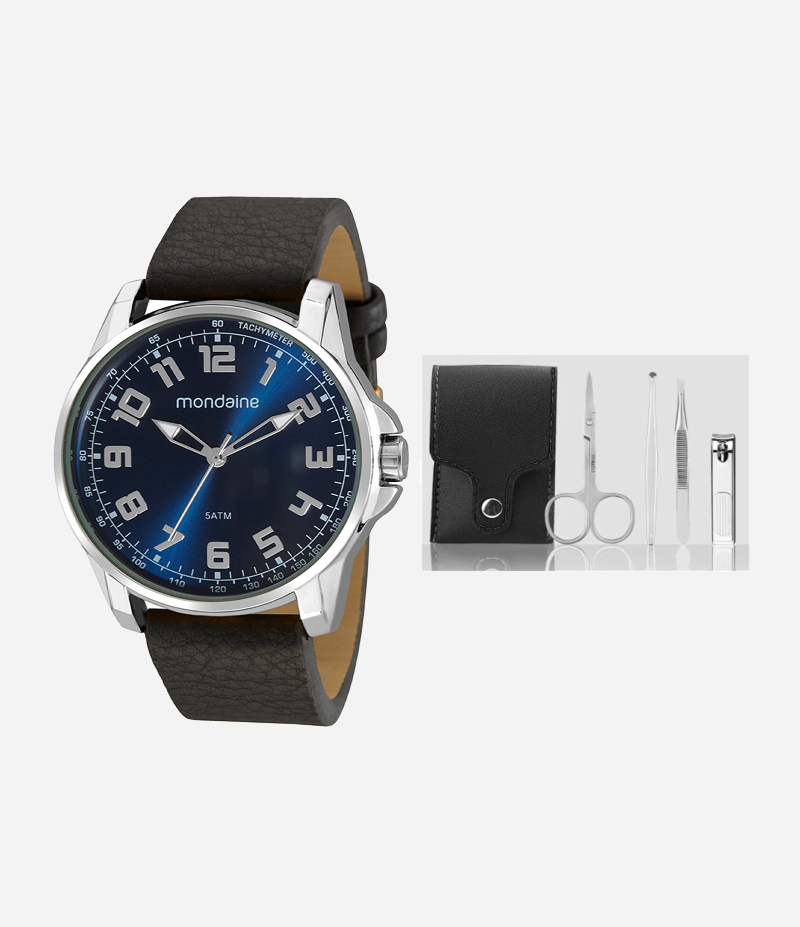 Kit Relógio Mondaine Masculino Analógico Preto 4