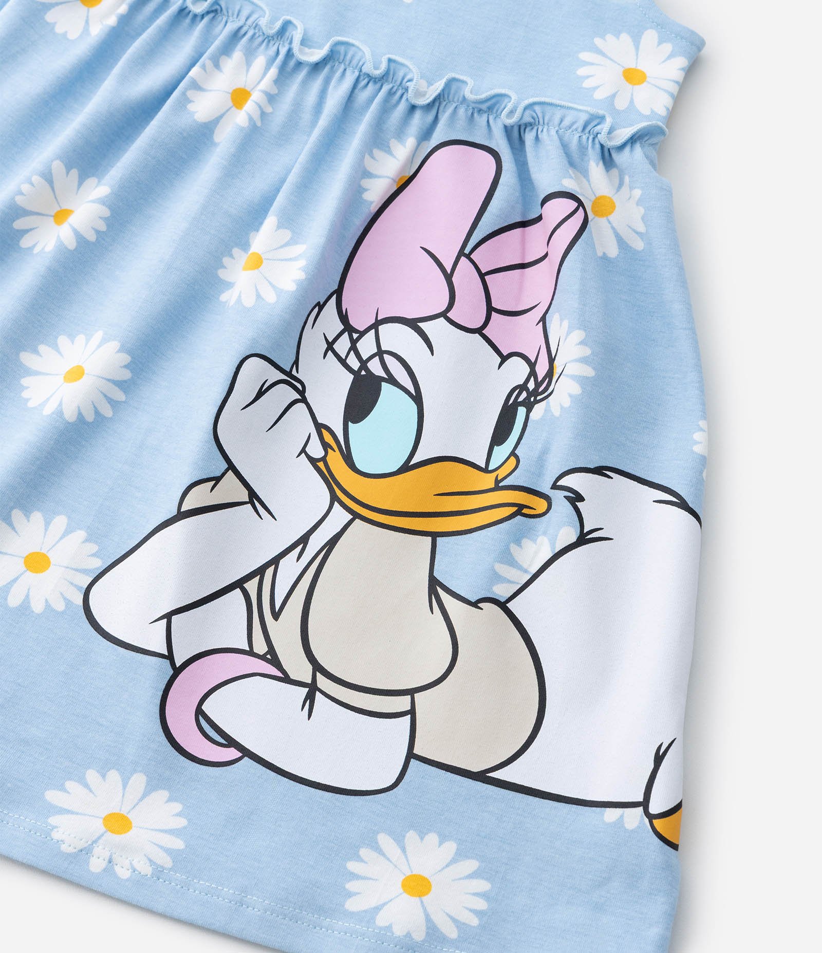 Vestido Infantil em Algodão Estampa Margarida e Margaridinhas - Tam 1 a 6 anos Azul 5