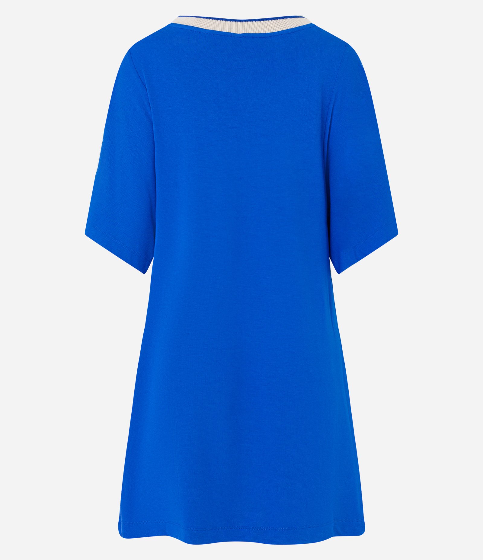 Vestido T-Shirt em Viscose com Mangas Amplas e Gola em Tricô Azul 7