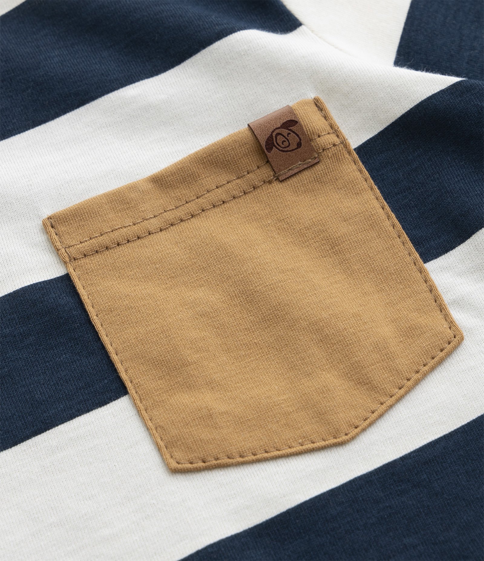 Conjunto Infantil Curto com Listras e Bolsinho - Tam 1 a 5 anos Marinho/Marrom 9