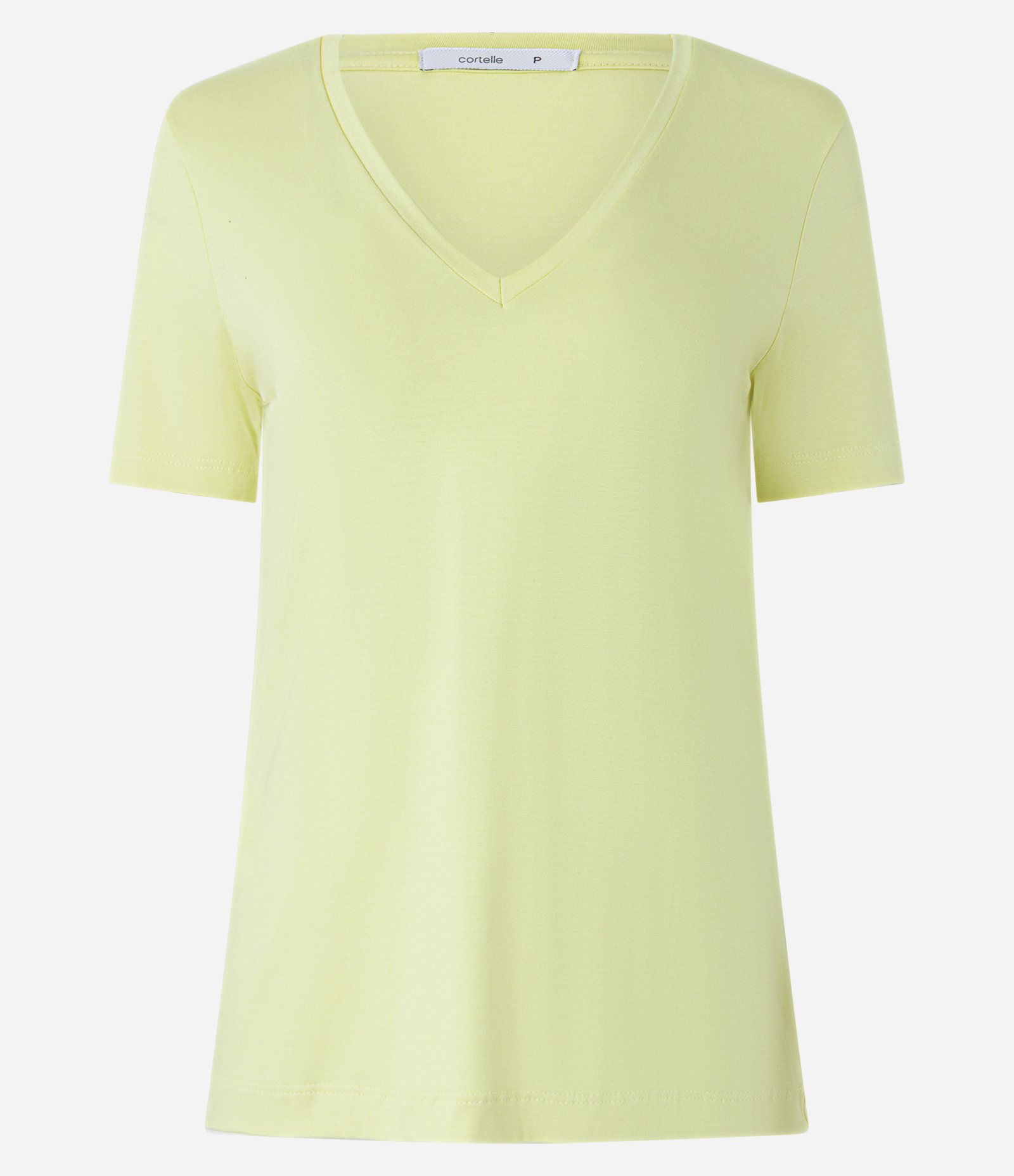 Blusa Básica em Viscose com Decote V Amarelo Claro 1