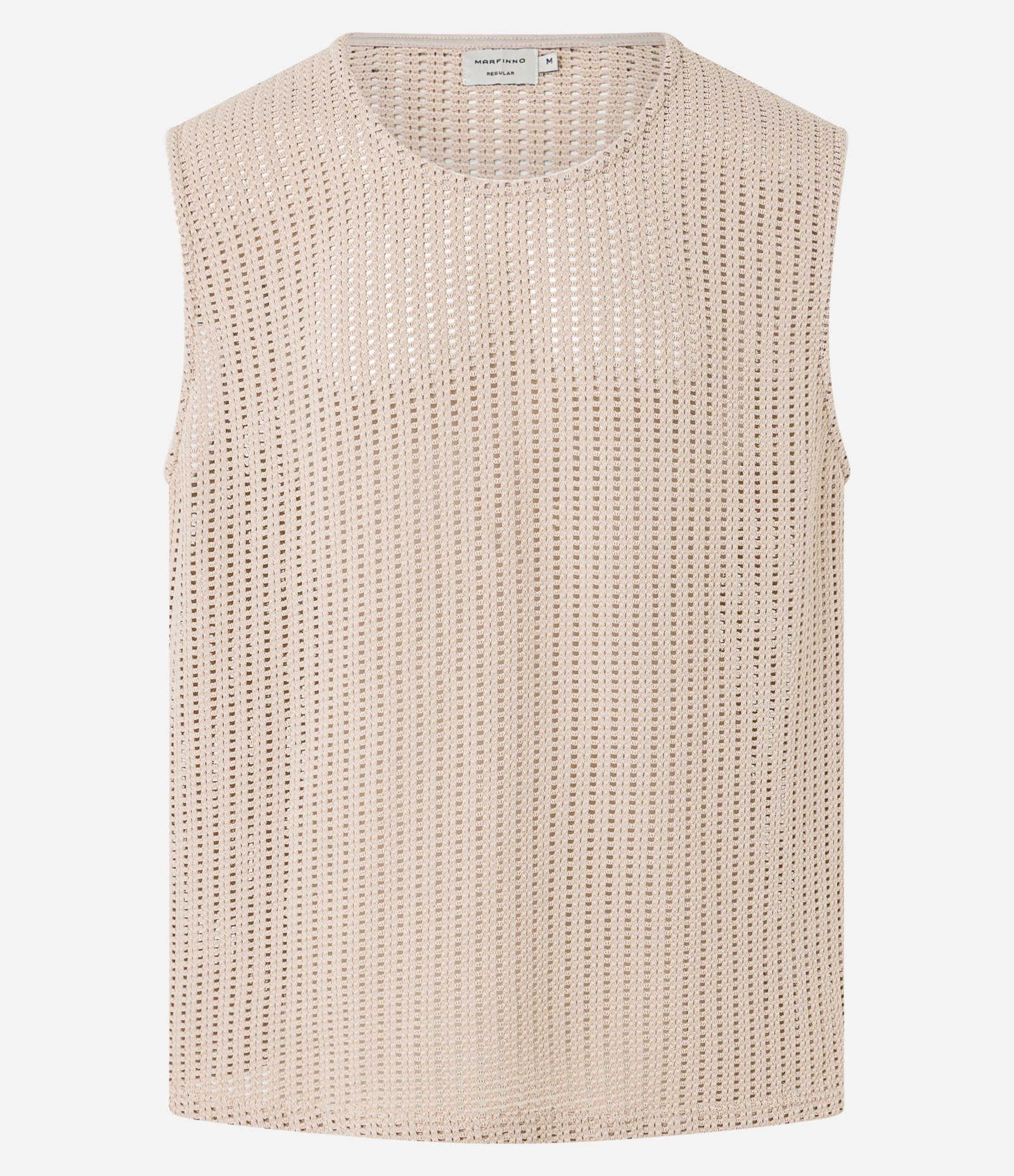 Regata Regular em Algodão com Textura Rendada Bege 6