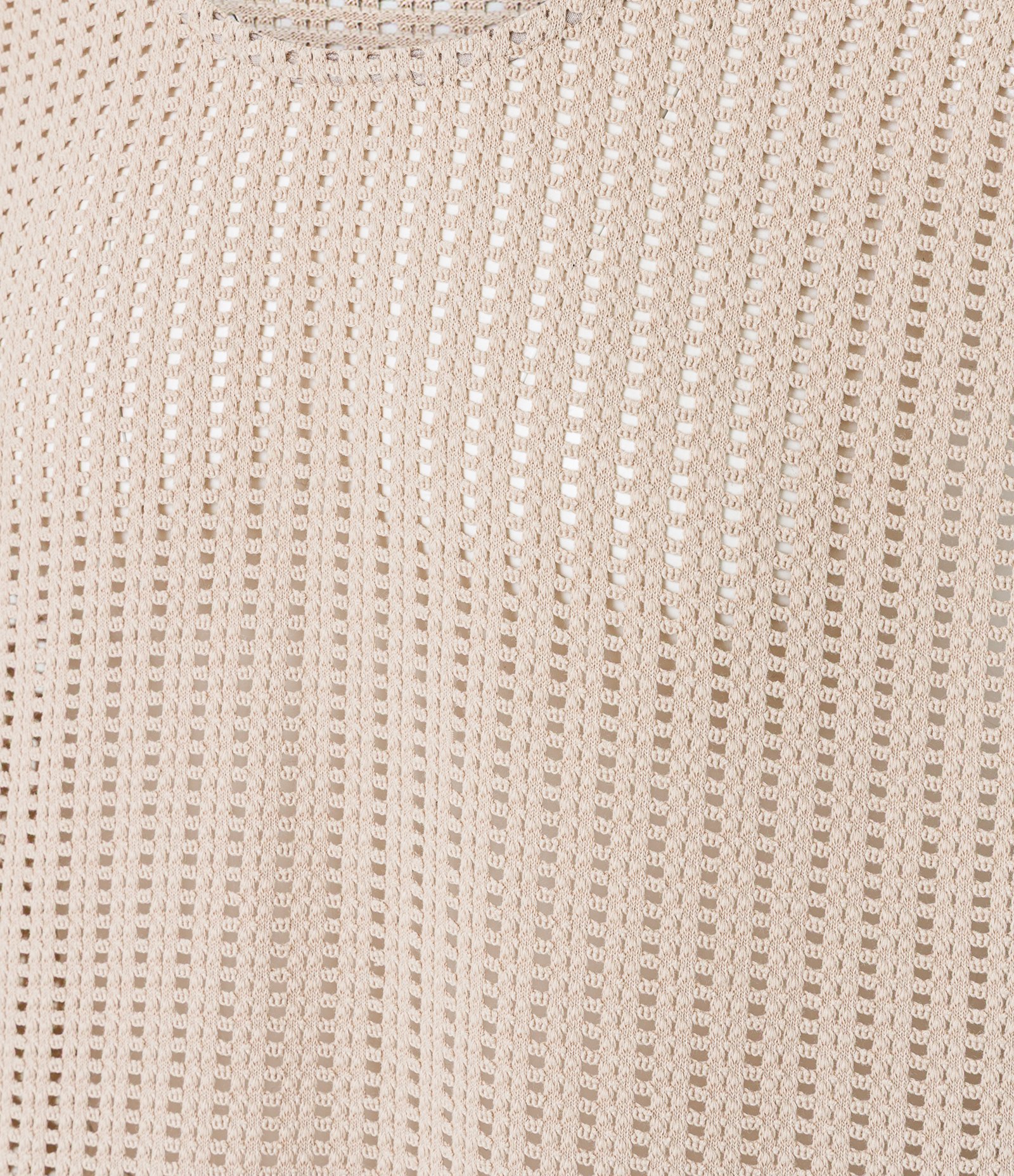 Regata Regular em Algodão com Textura Rendada Bege 7