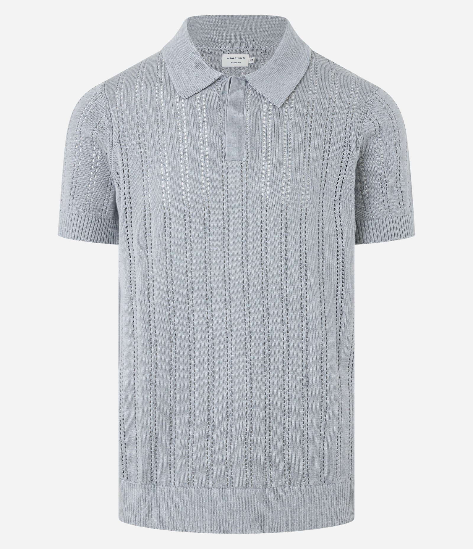 Camisa Polo Regular em Algodão com Textura Retilínea Cinza 5