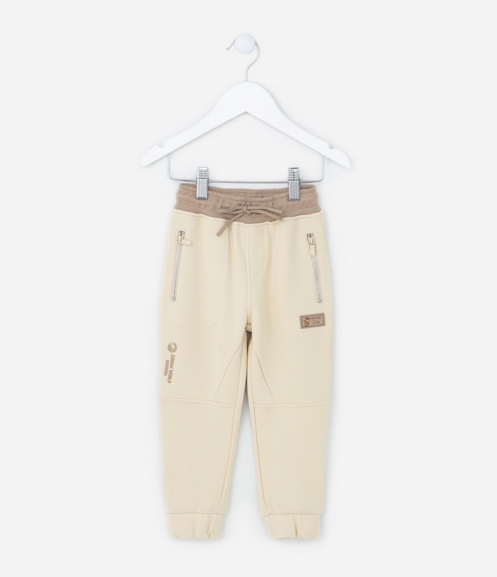 Calça Infantil com Bolsos e Estampa Jurassic World - Tam 1 a 5 Anos Bege 1