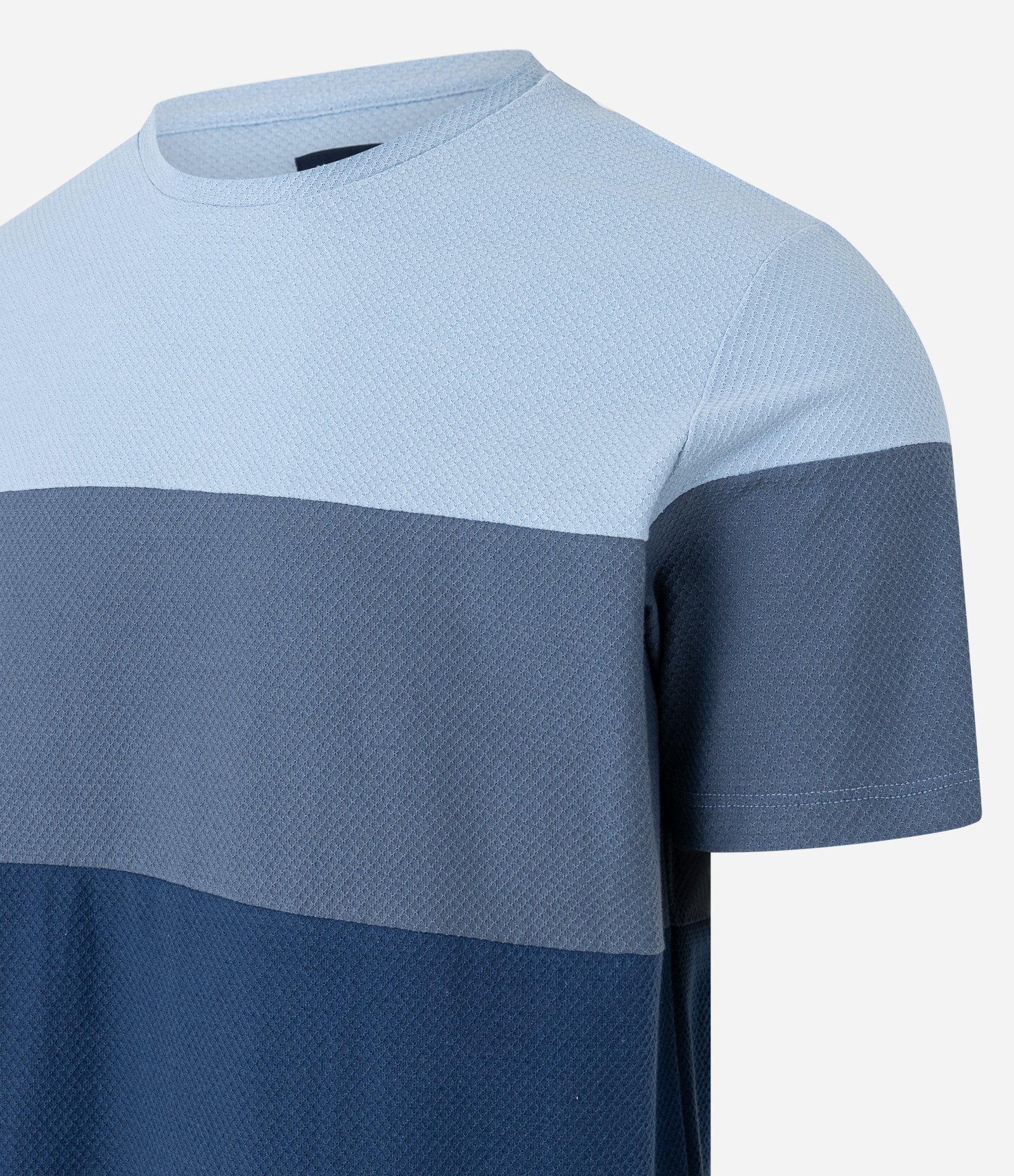 Camiseta Regular em Algodão Estampa Bloco de Cores com Textura Azul 2