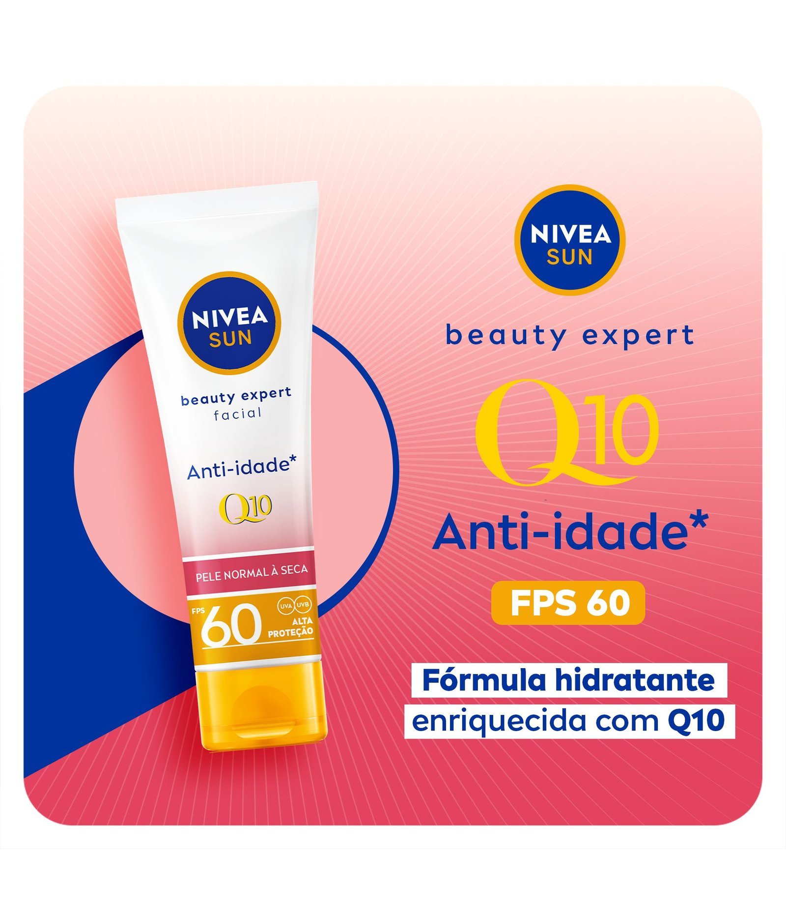 Protetor Solar UV Face Q10 Anti-Idade FPS60 50ml Nivea Sun 50ml 2