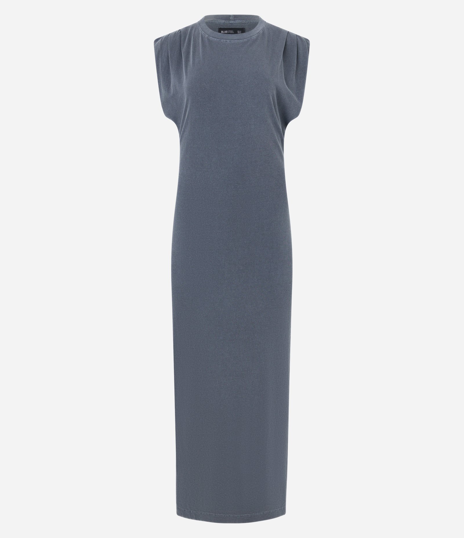 Vestido New Midi em Algodão Estonado com Fenda Lateral Cinza 4