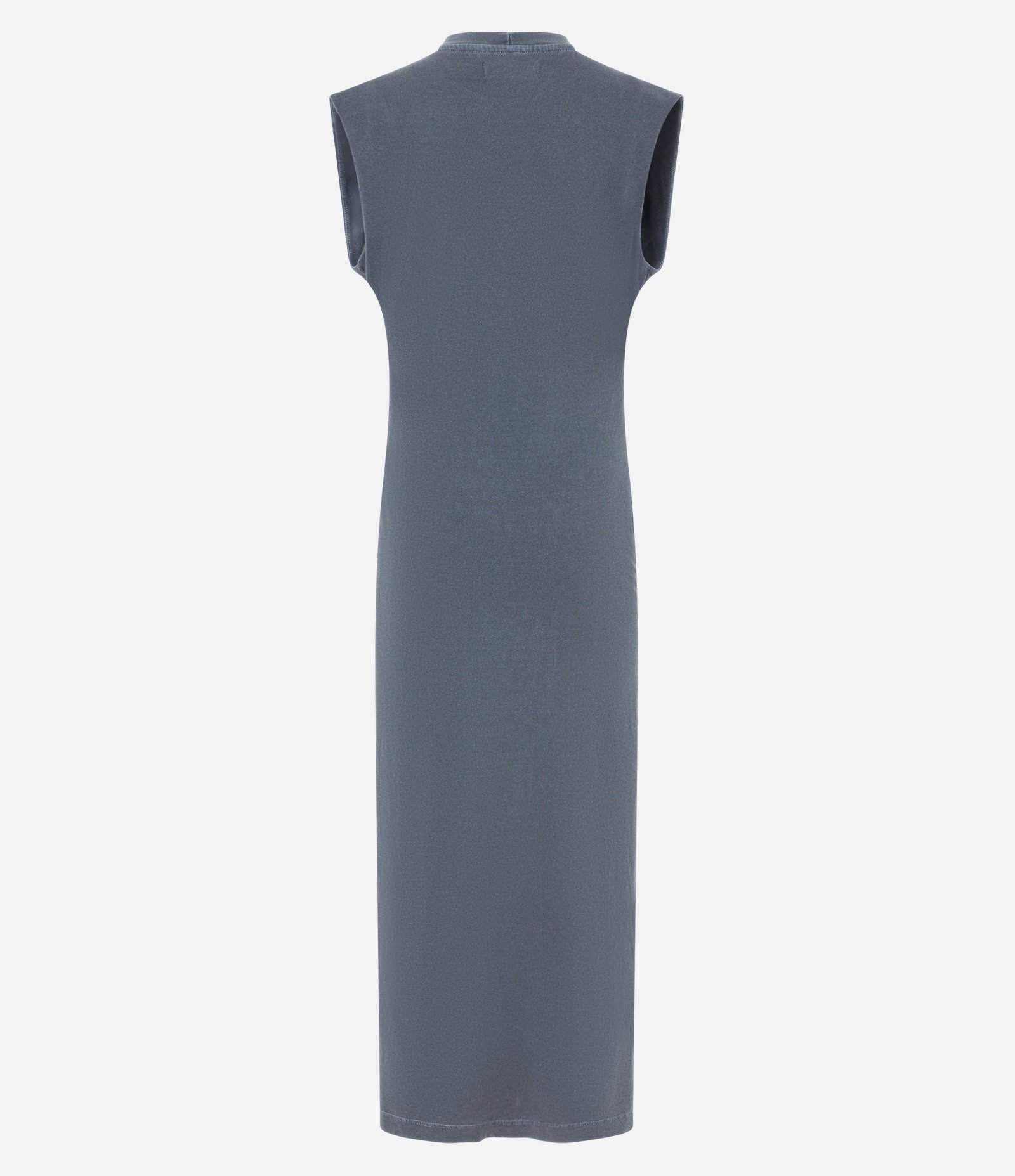 Vestido New Midi em Algodão Estonado com Fenda Lateral Cinza 5