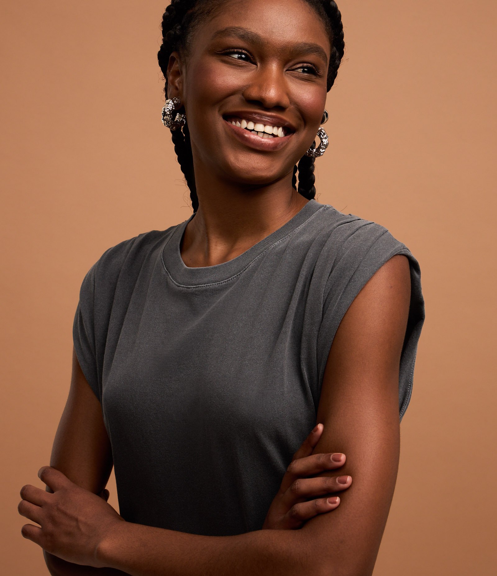 Vestido New Midi em Algodão Estonado com Fenda Lateral Cinza 3