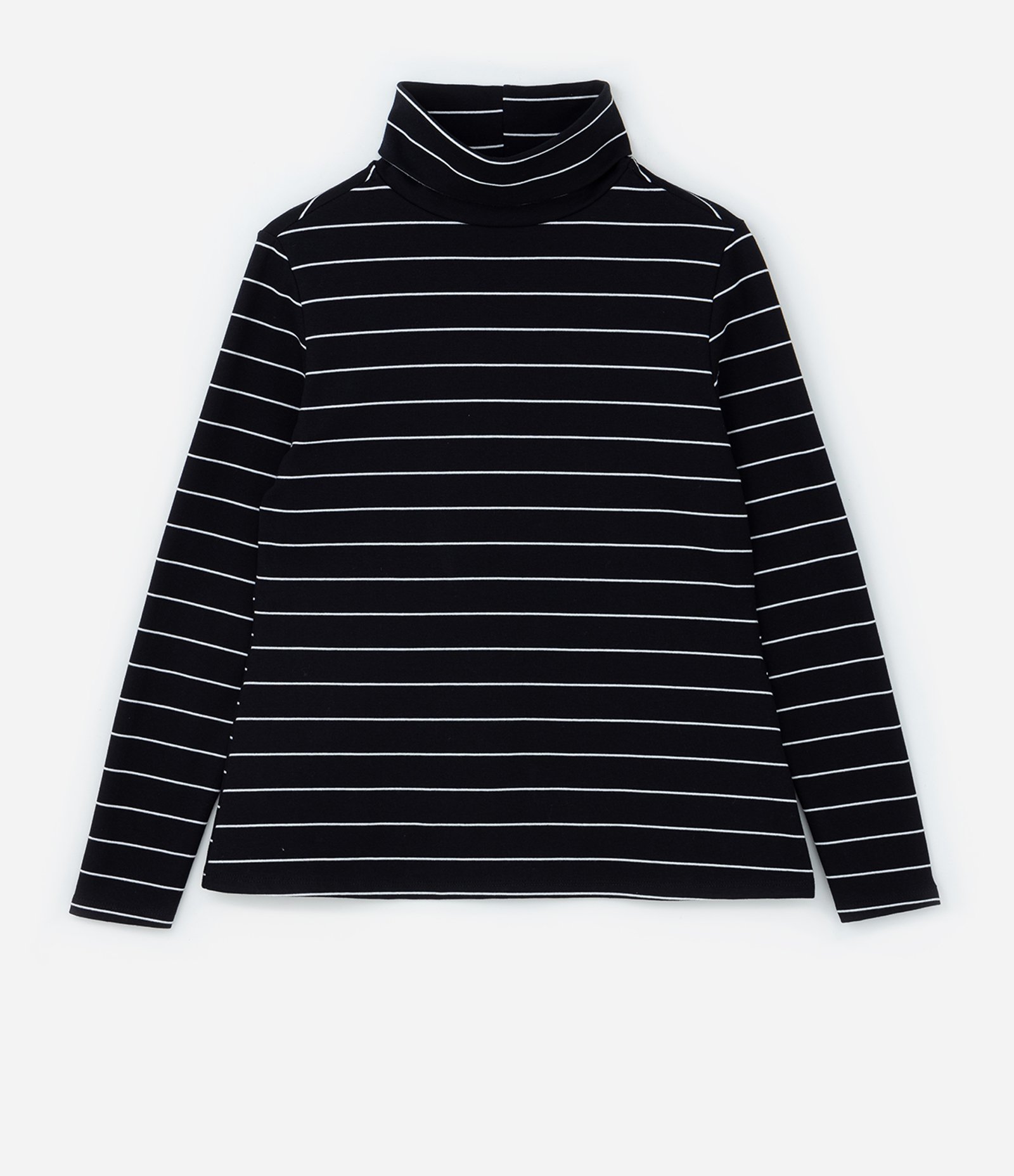 Blusa Manga Longa em Ribana Listrada Curve & Plus Size Preto/Branco 5