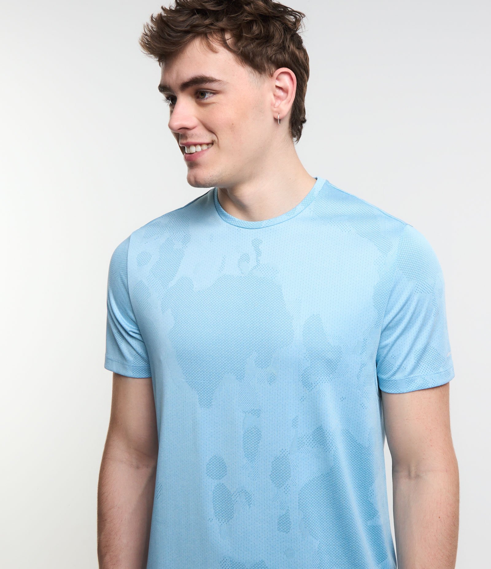 Camiseta Esportiva com Textura Jacquard Azul 4