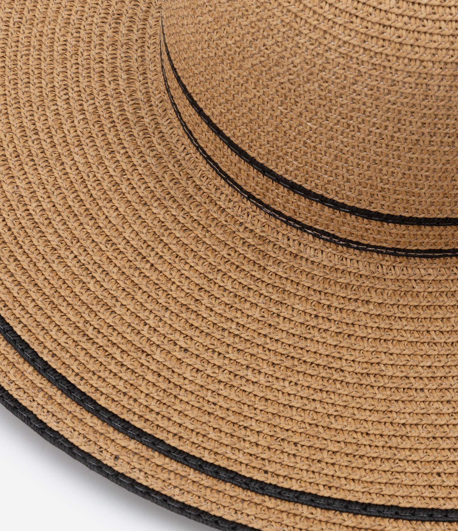 Chapéu de Praia com Aba Média e Detalhes em Linhas Contrastantes Marrom Claro 4