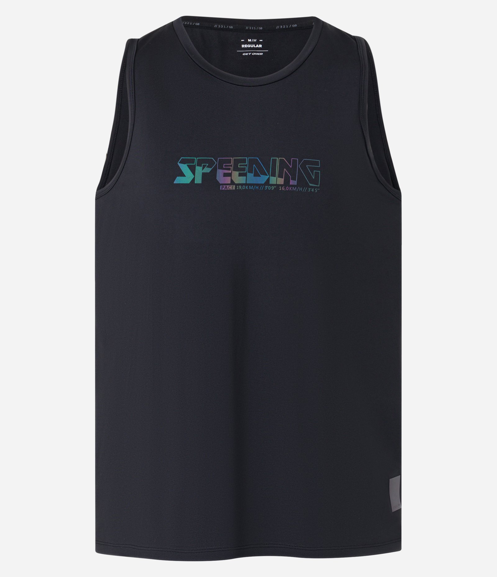 Regata em Tecnologia Dry com Estampa Lettering Refletiva Preto 6