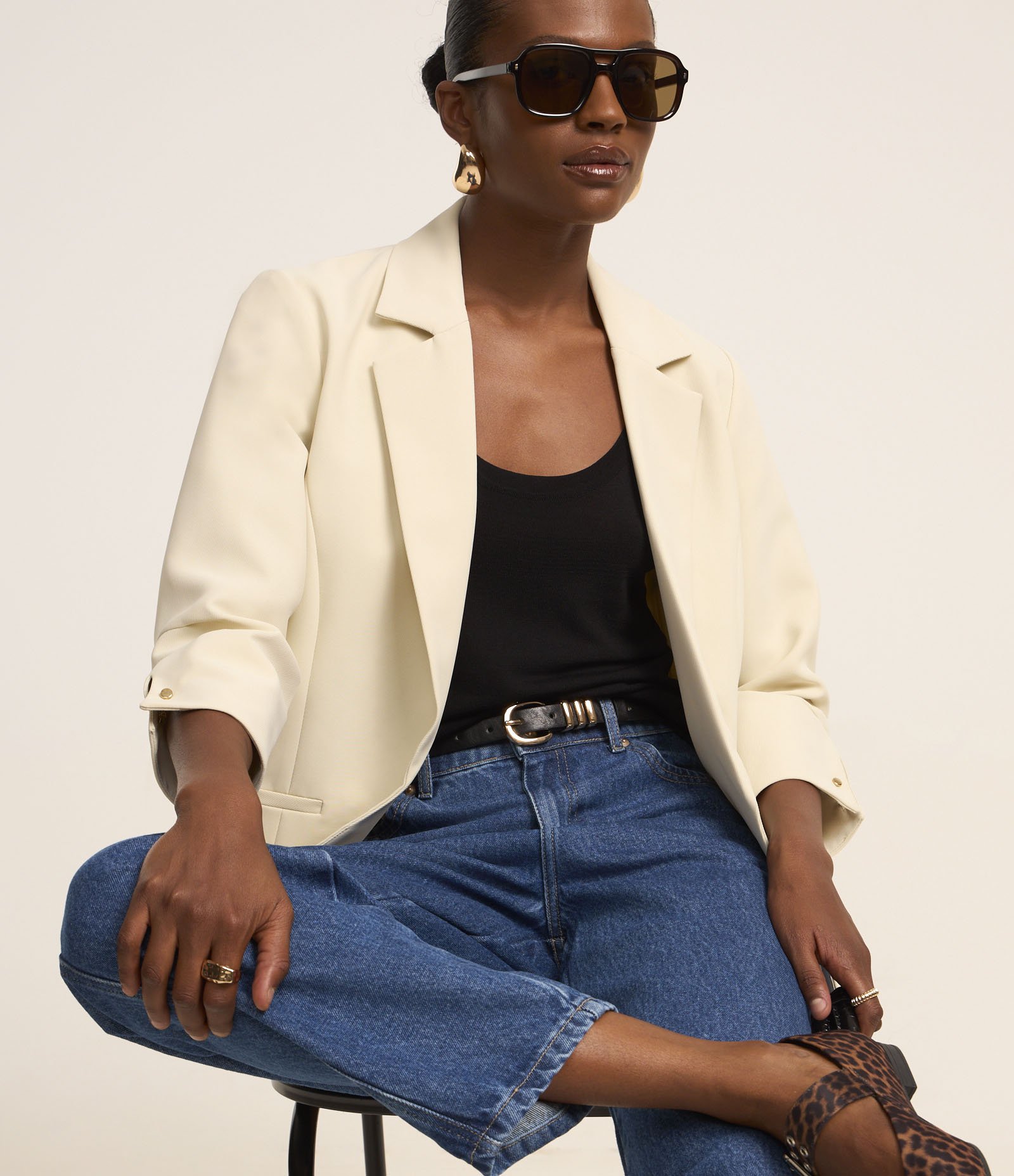 Blazer Alfaiatado com Pregas na Manga Off White 7