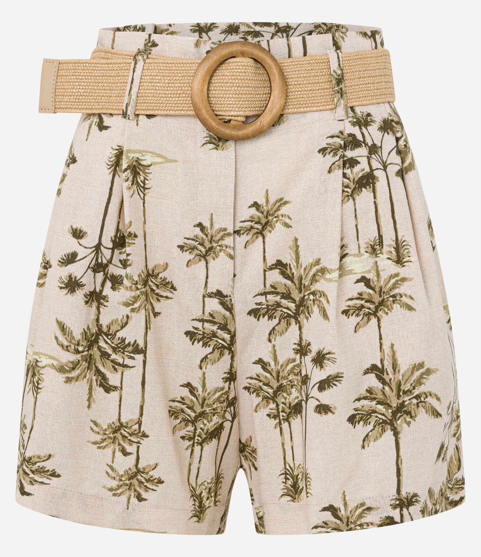 Short Clochard com Cinto e Estampa Coqueiros Bege 5