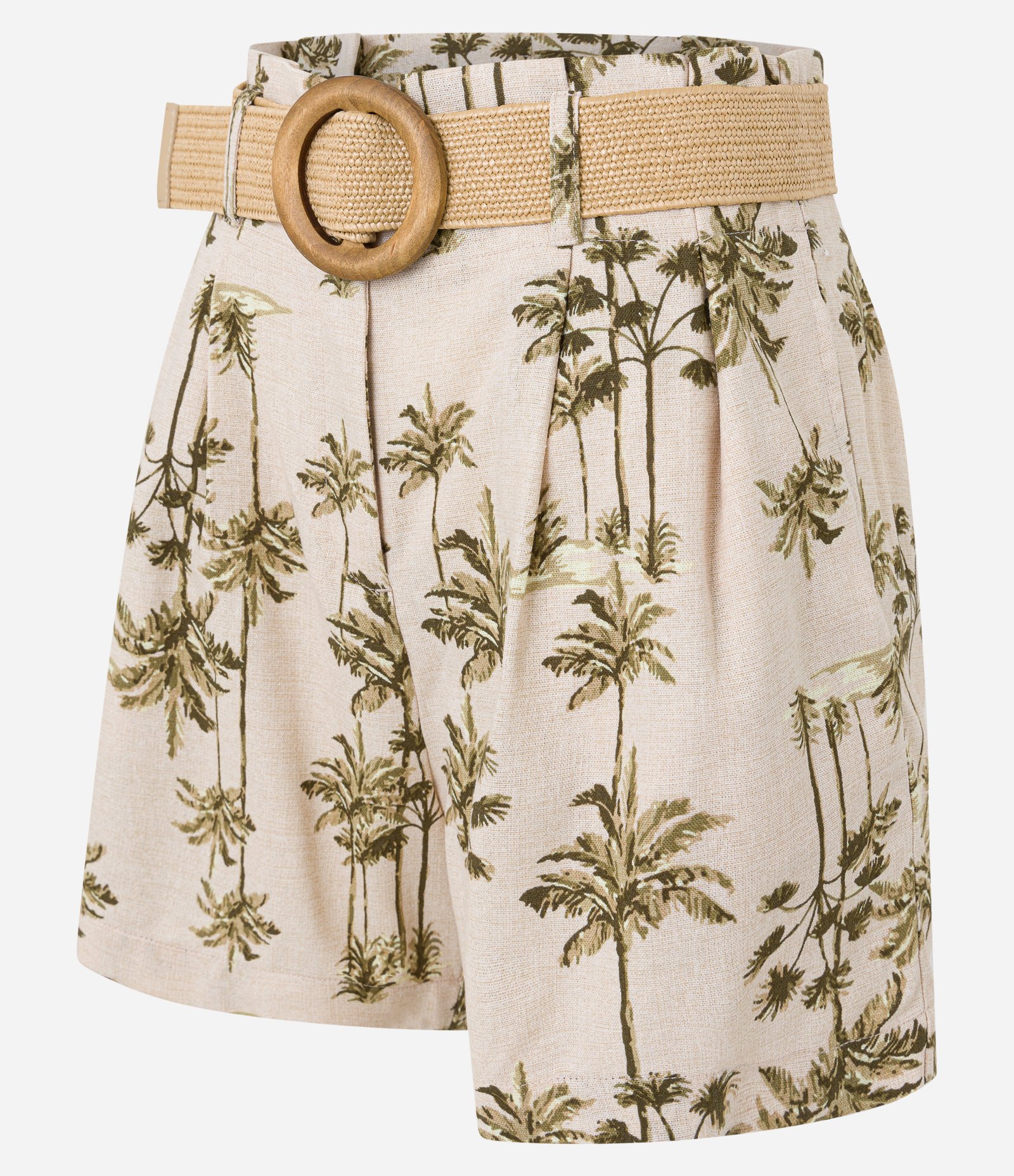 Short Clochard com Cinto e Estampa Coqueiros Bege 6