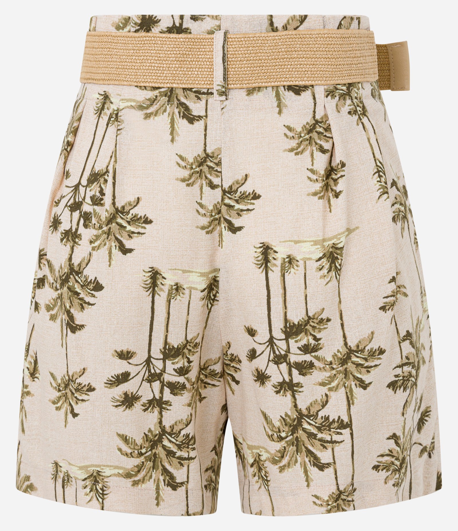 Short Clochard com Cinto e Estampa Coqueiros Bege 7