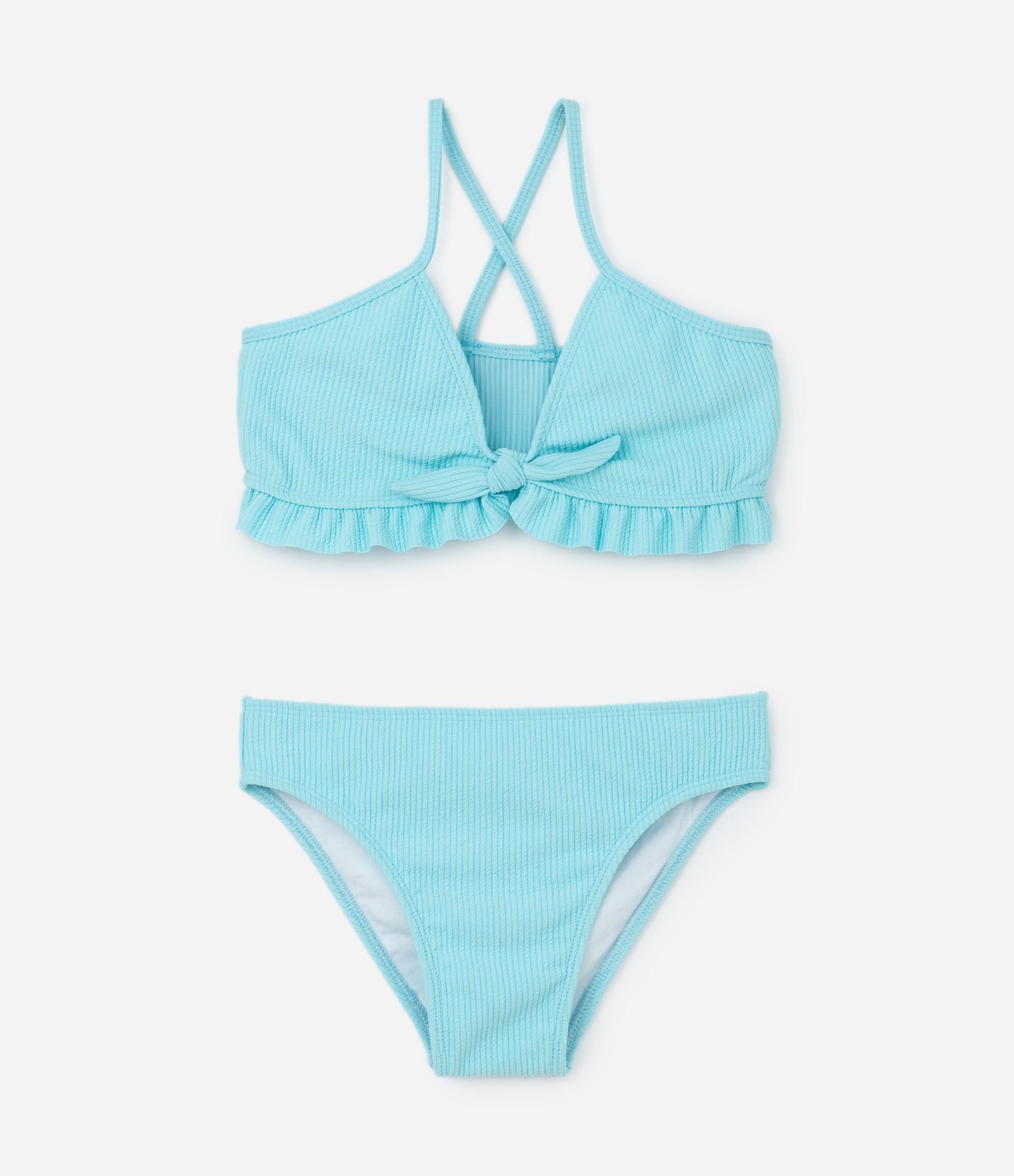 Biquíni Infantil Texturizado com Babadinhos - Tam 5 a 14 Anos Azul 1