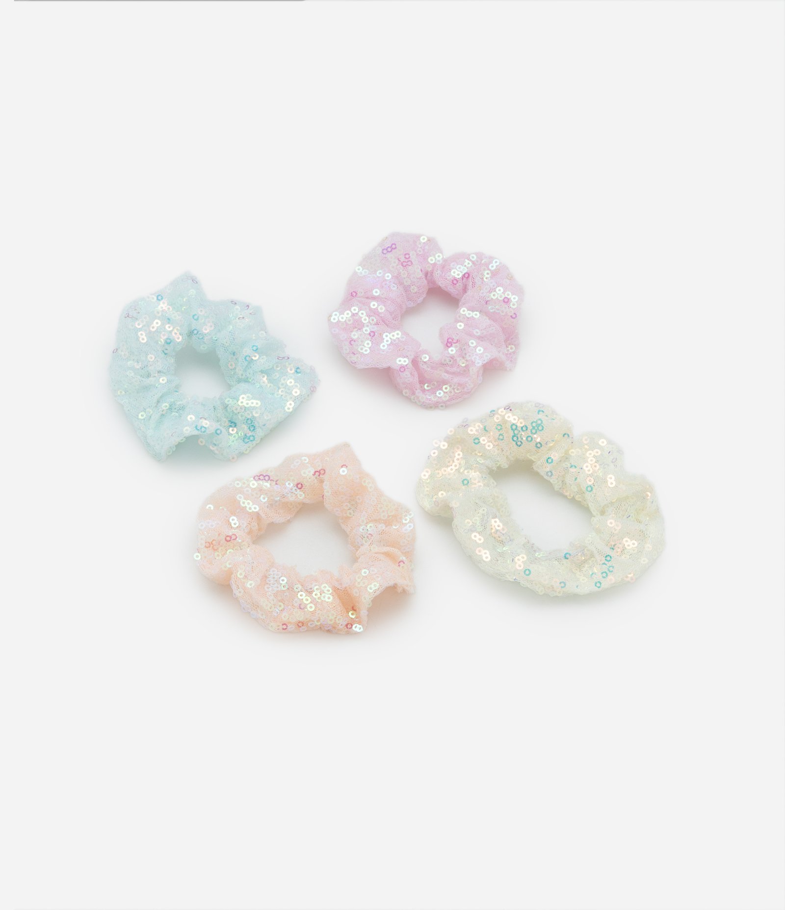 Kit 04 Scrunchies Infantis com Paetês - Tam U Multicores 1