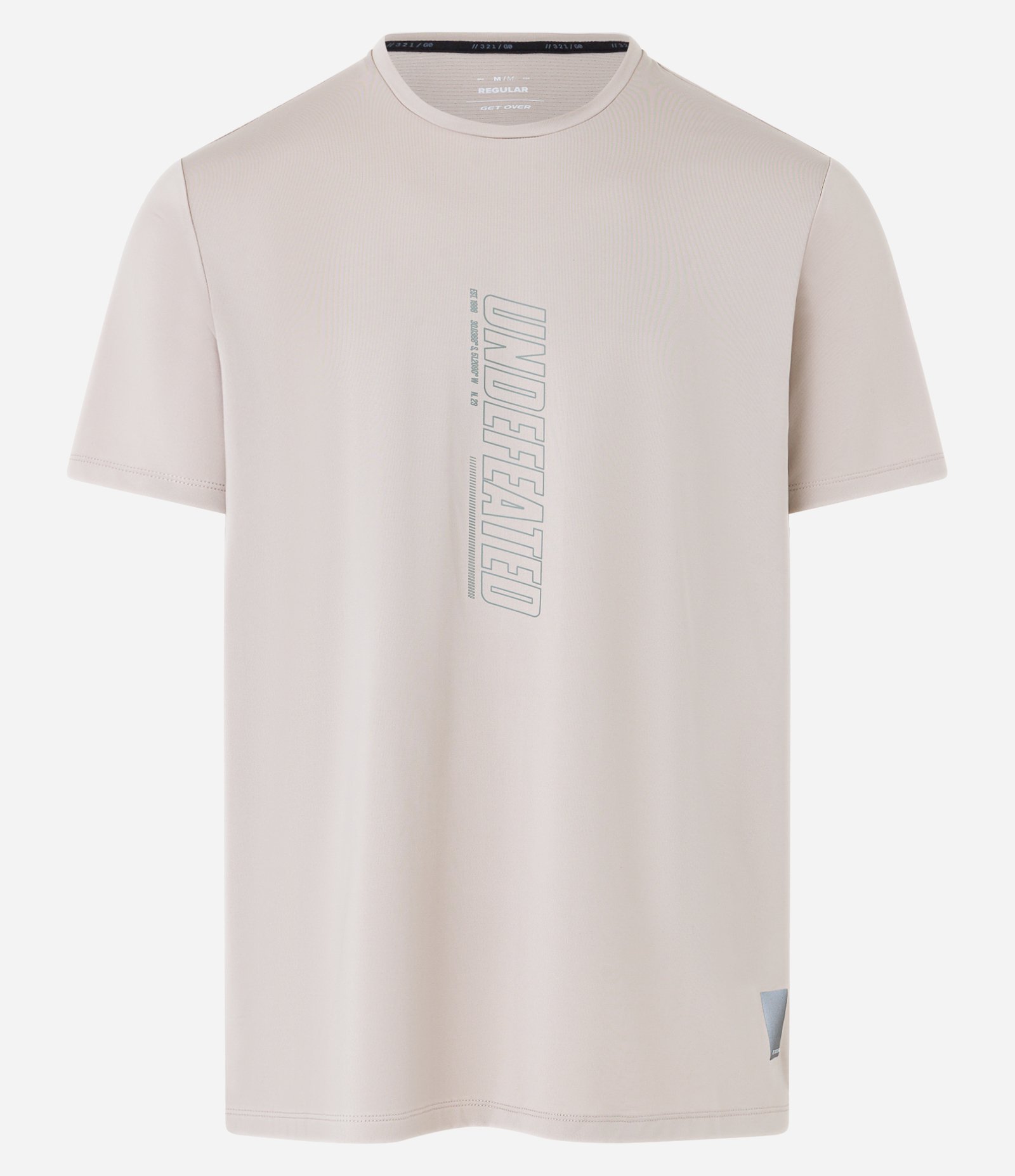 Camiseta Esportiva em Tecnologia Dry com Estampa Lettering e Costas Respirável Bege 4