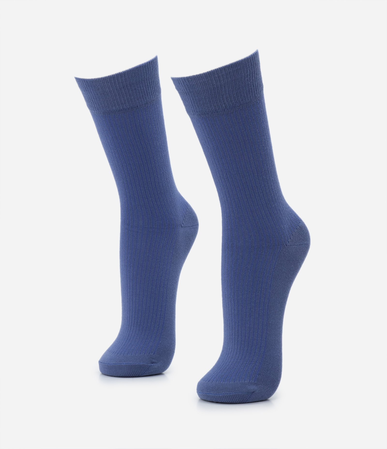 Meia Cano Médio em Viscose Texturizada Azul Denim 1