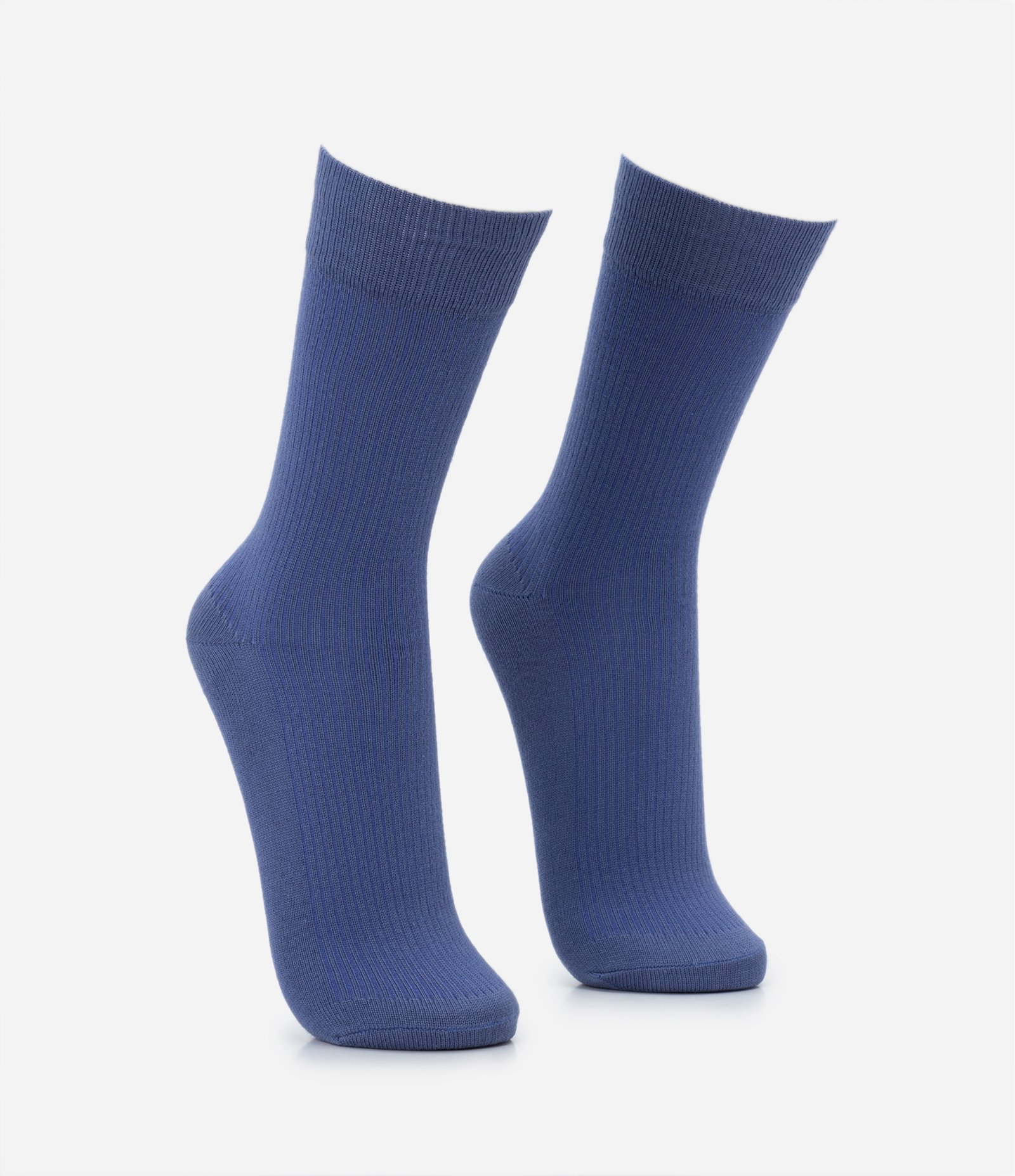 Meia Cano Médio em Viscose Texturizada Azul Denim 2