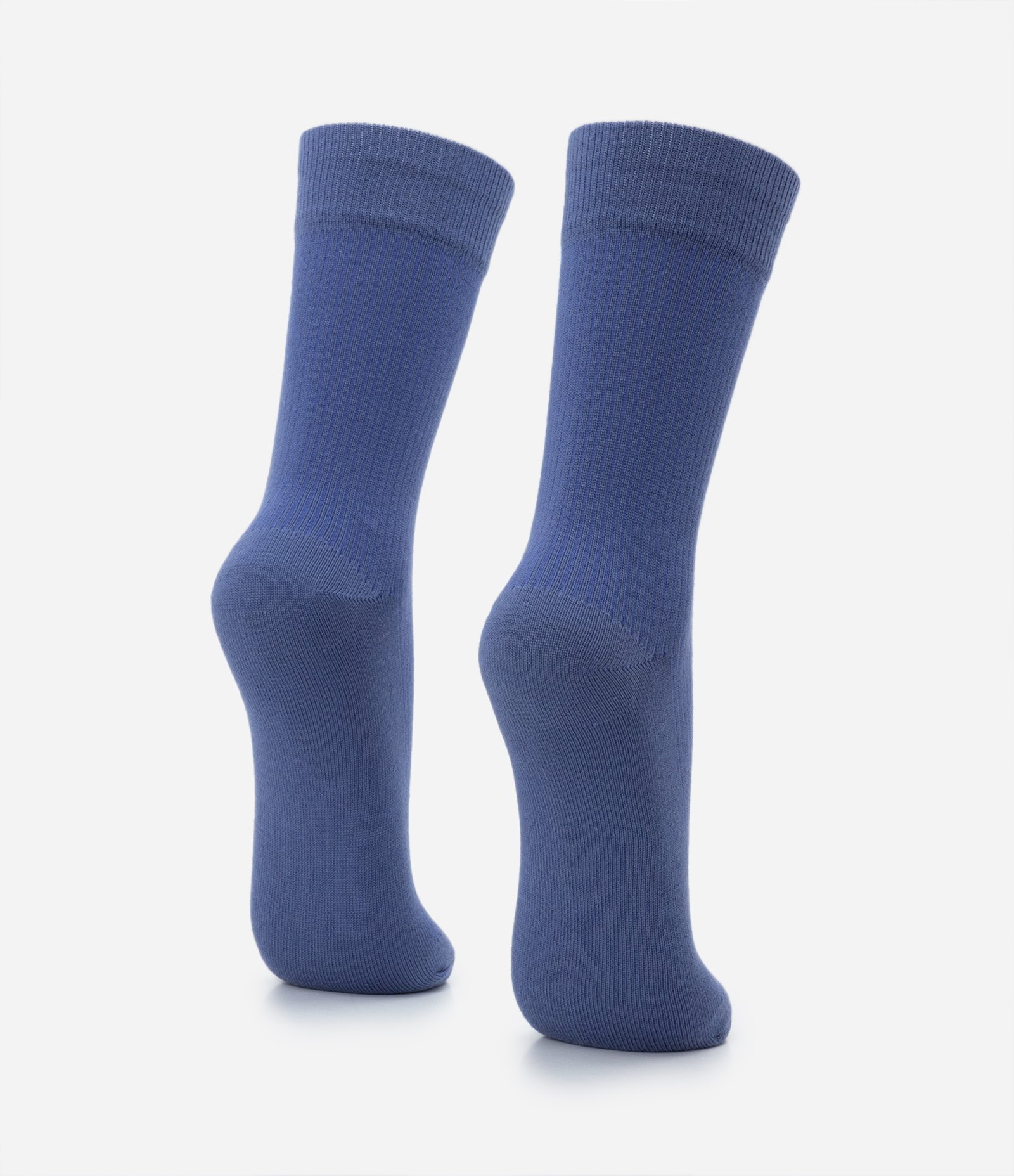 Meia Cano Médio em Viscose Texturizada Azul Denim 3