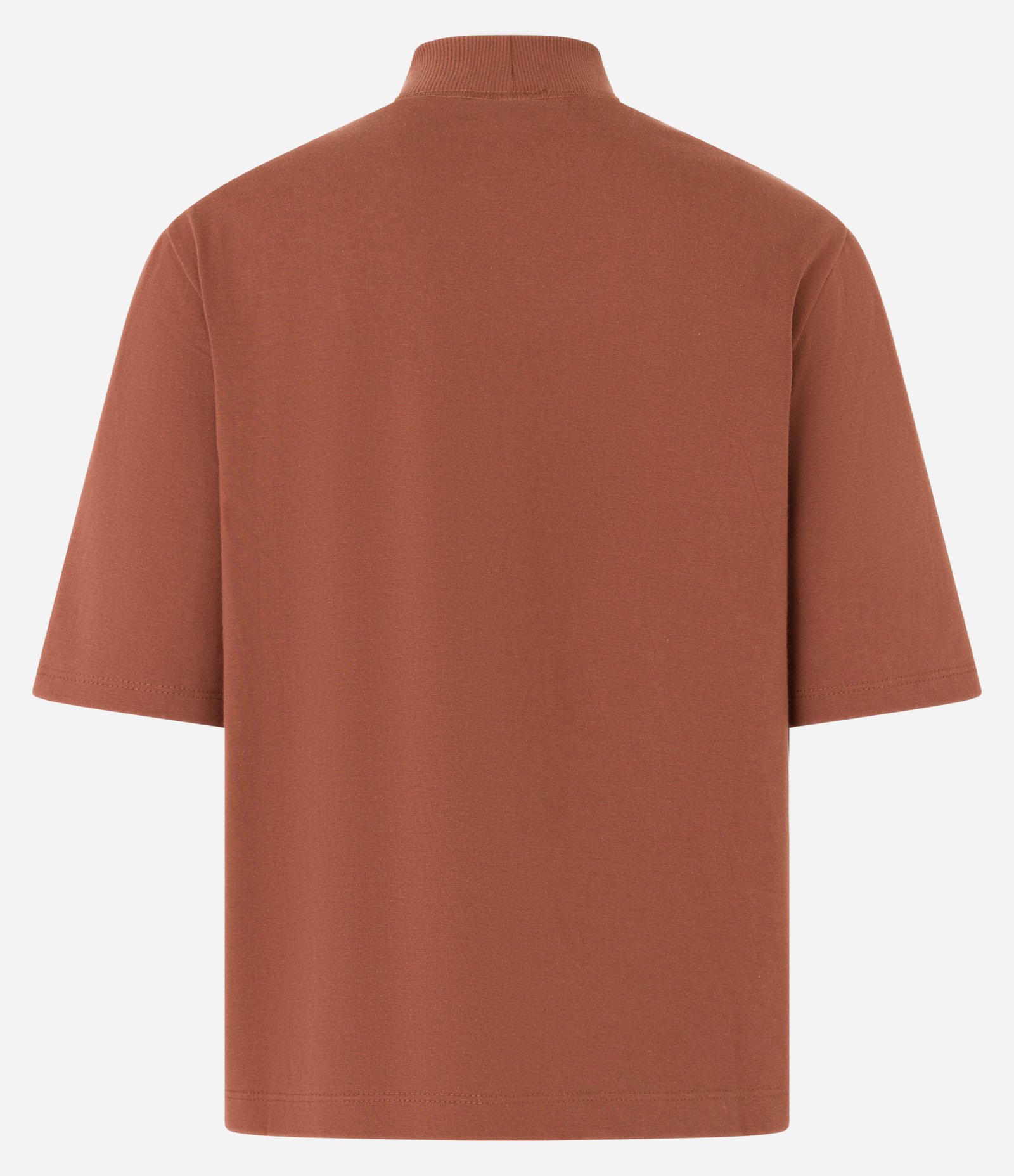 Camiseta em Algodão com Golinha Alta e Manga Curta Marrom 6
