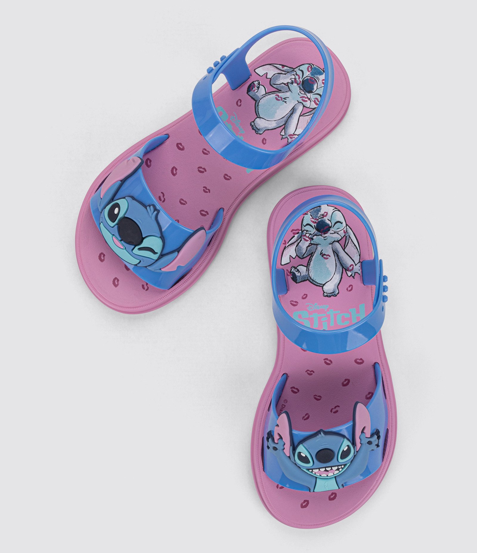 Sandália Infantil com Tira Larga Estampa Stitch - Tam 23 ao 34 Azul/Rosa 1