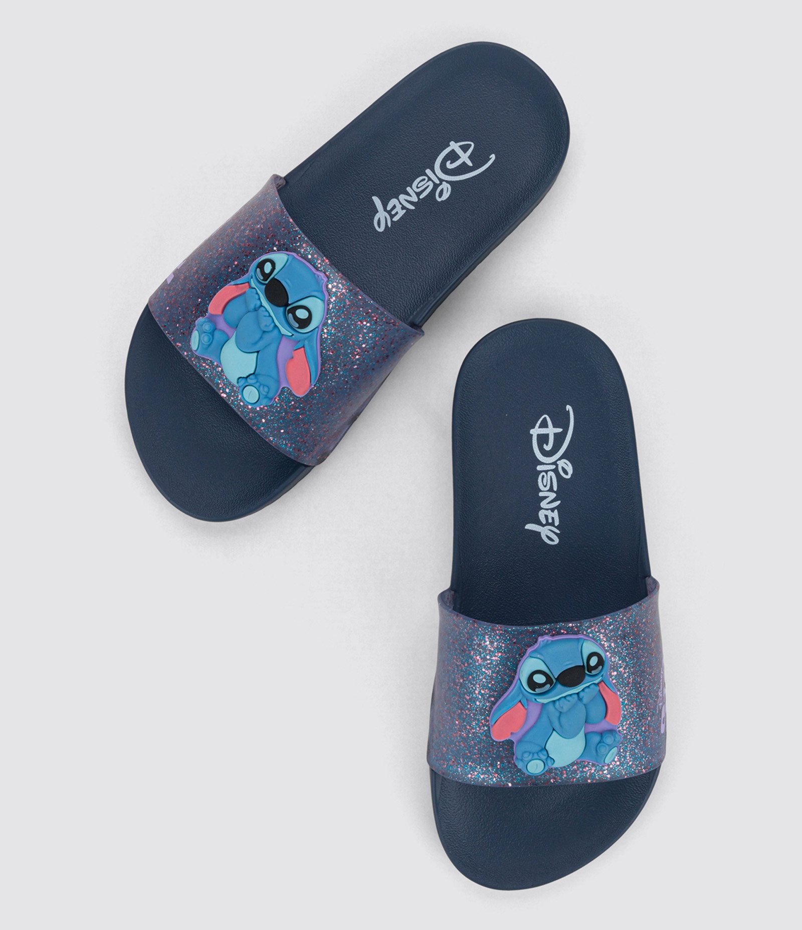 Chinelo Slide Infantil com Glitter e Patch do Stitch - Tam 23 ao 34 Roxo 1