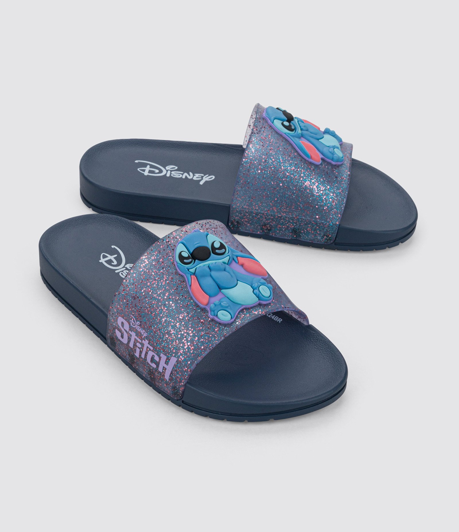 Chinelo Slide Infantil com Glitter e Patch do Stitch - Tam 23 ao 34 Roxo 2