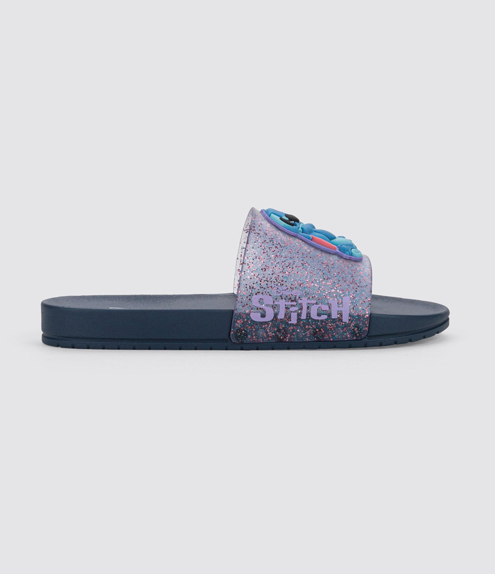 Chinelo Slide Infantil com Glitter e Patch do Stitch - Tam 23 ao 34 Roxo 3