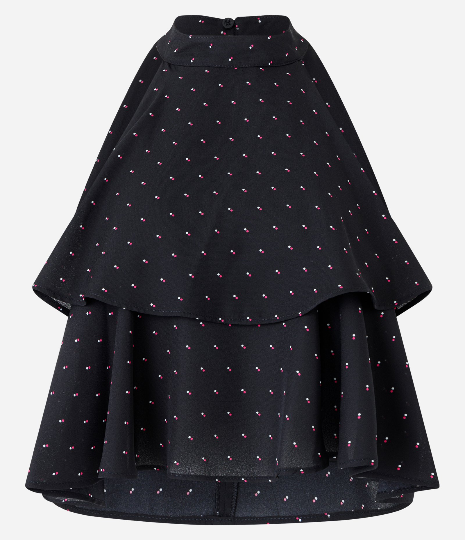 Blusa Sem Manga em Crepe com Sobreposição e Estampa Poá Preto 5