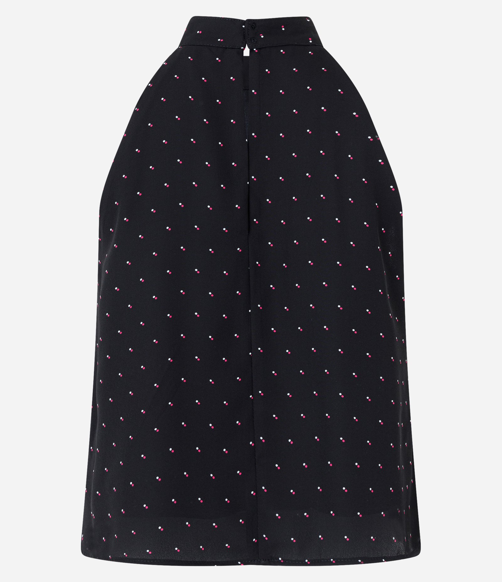 Blusa Sem Manga em Crepe com Sobreposição e Estampa Poá Preto 6