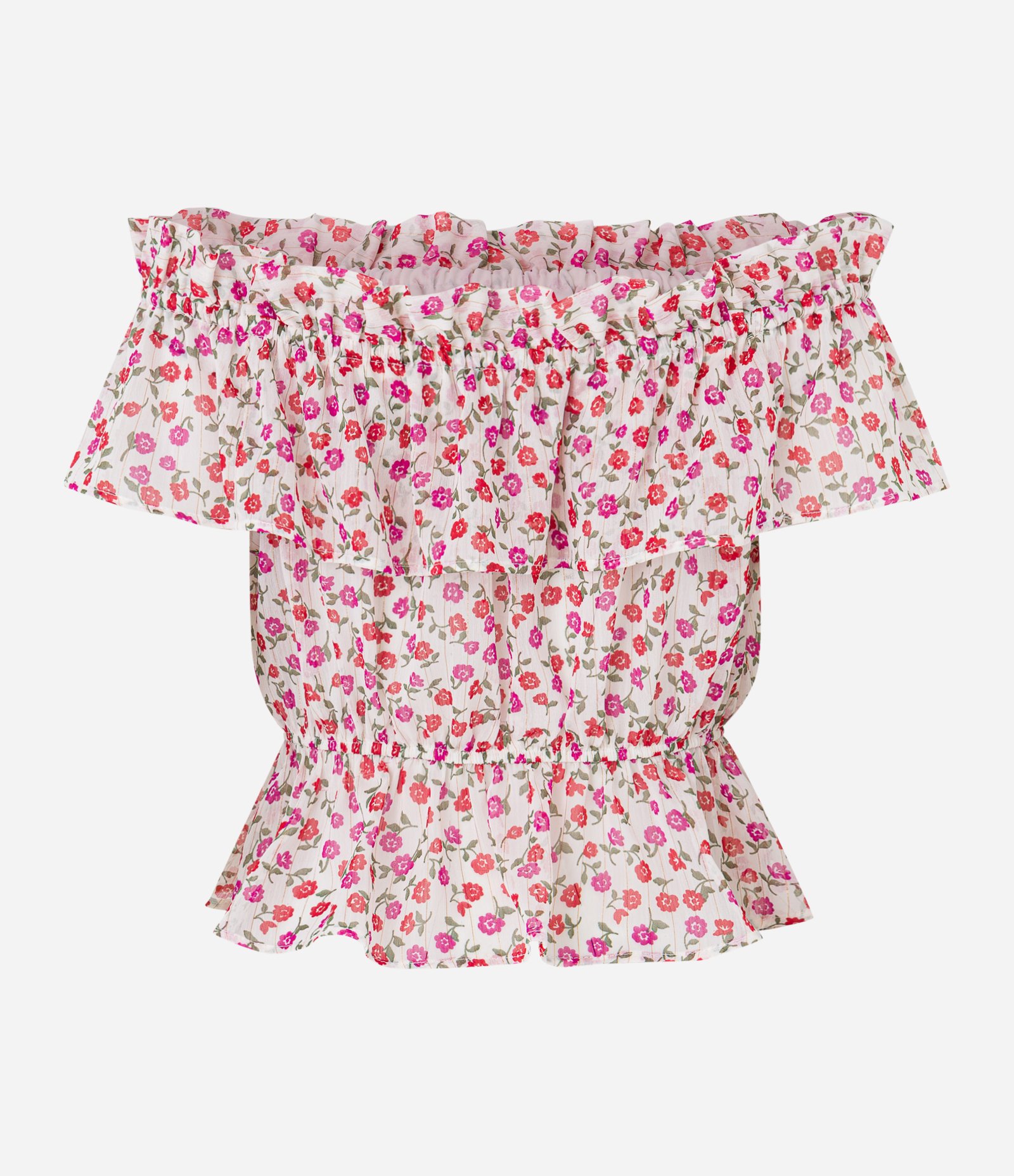 Blusa Ombro a Ombro em Crepe com Estampa Floral Branco 8