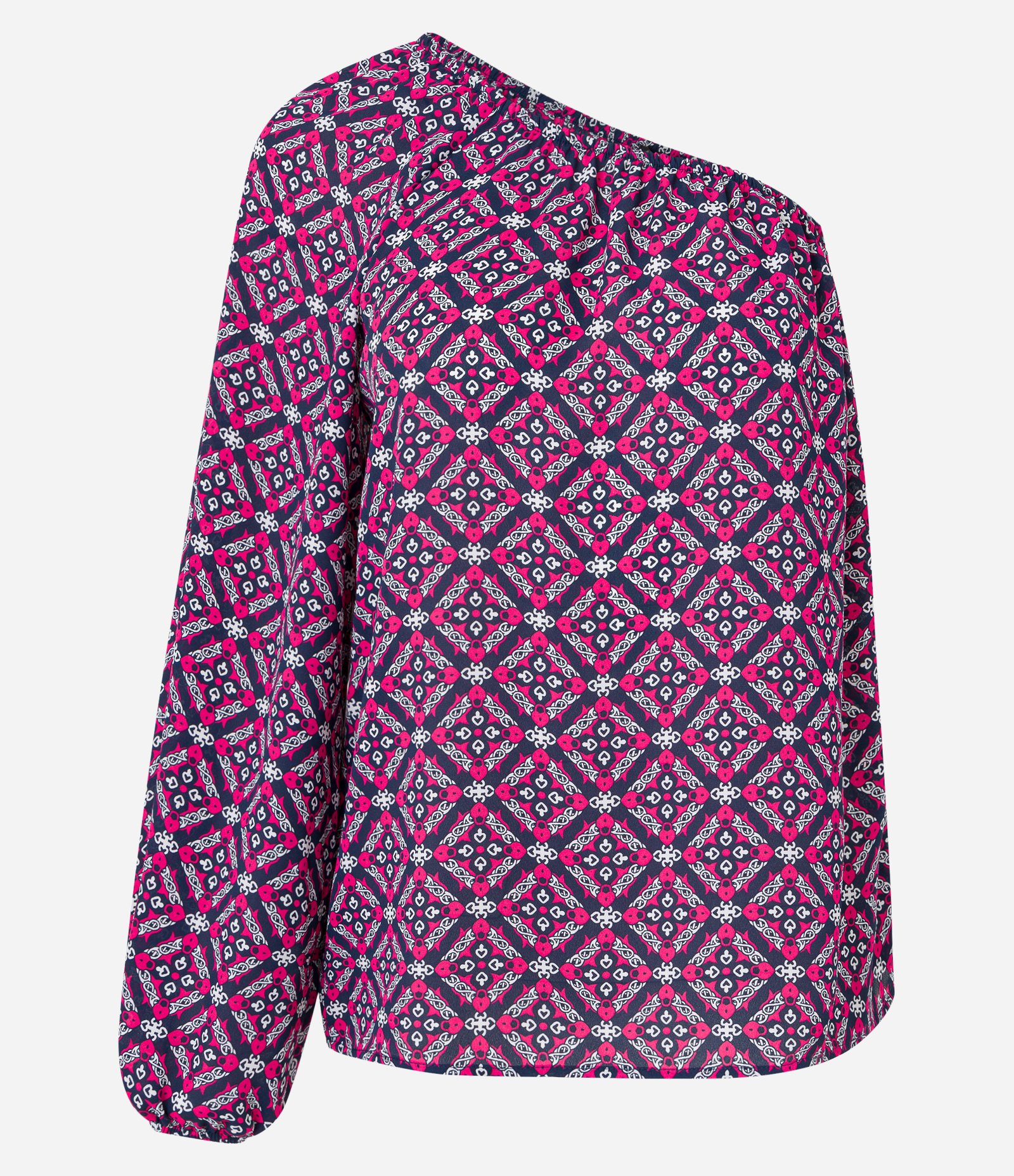 Blusa Ombro Só em Crepe com Estampa Arabescos Roxo 5