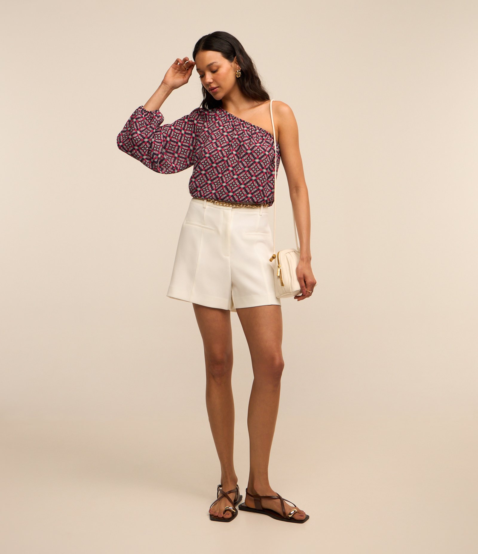 Blusa Ombro Só em Crepe com Estampa Arabescos Roxo 2