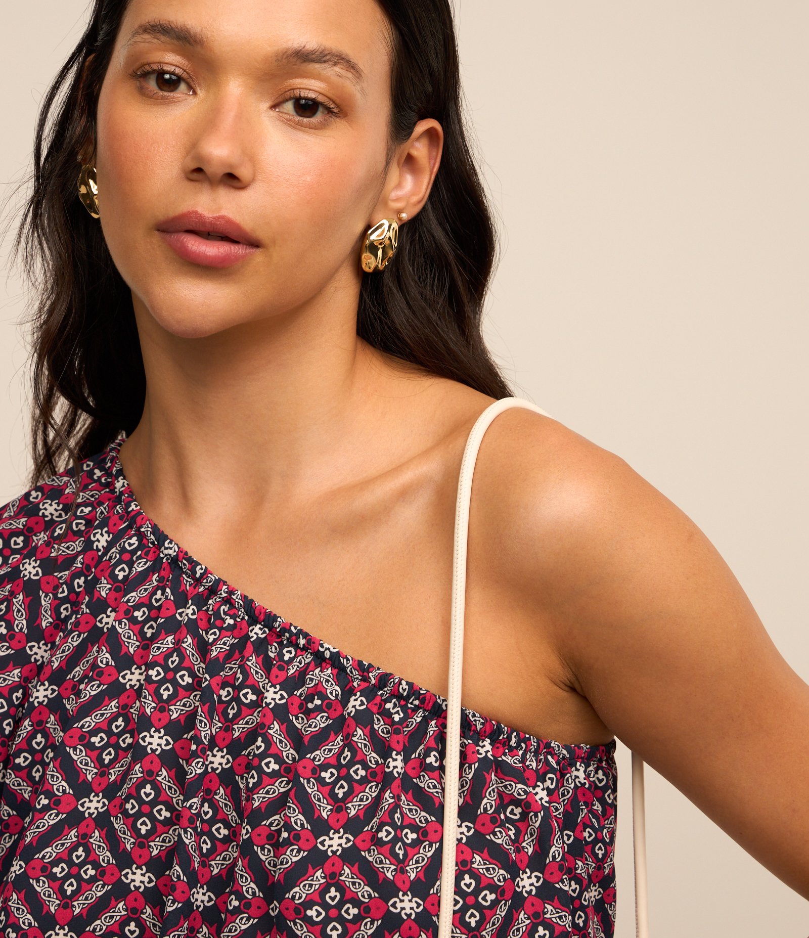 Blusa Ombro Só em Crepe com Estampa Arabescos Roxo 3