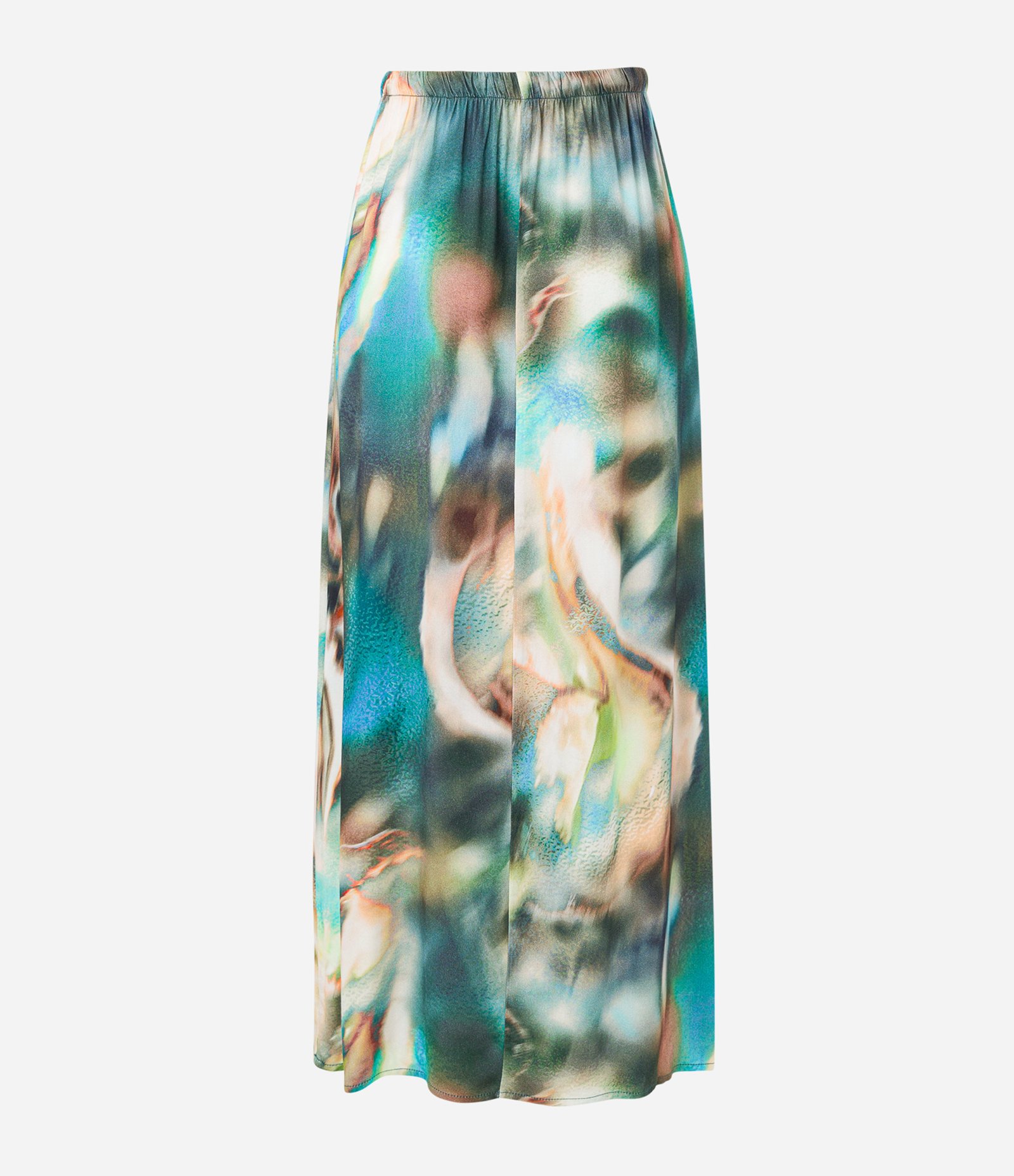 Saia New Midi em Viscose com Amarração na Cintura e Estampa Abstrata Verde 6