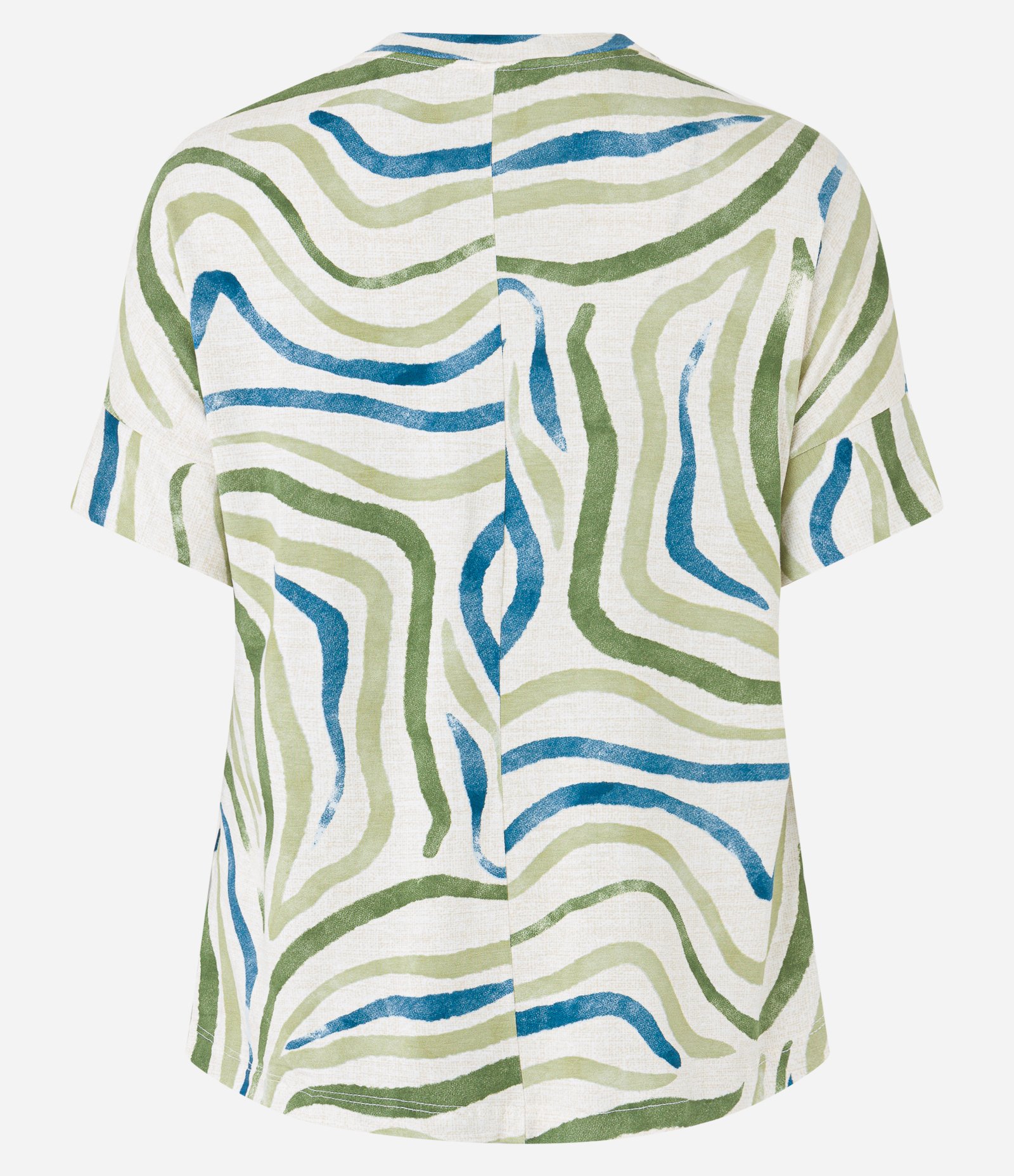 Blusa em Viscose com Estampa Abstrata Off White/ Verde/ Azul 6