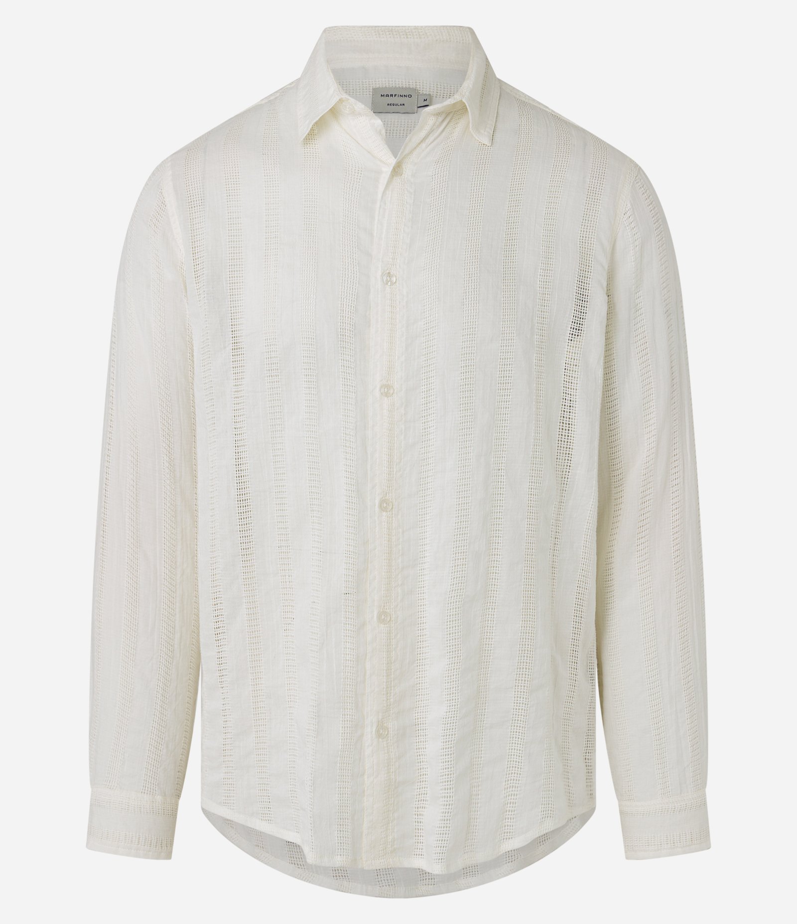 Camisa Regular em Algodão com Textura e Furinhos Branco 7