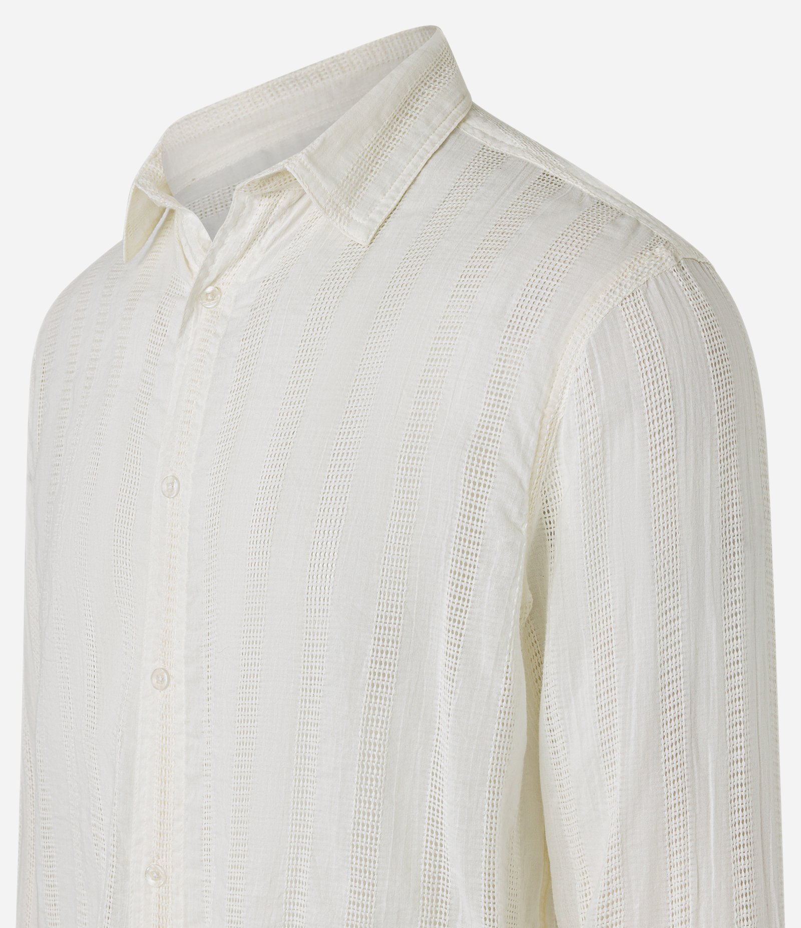 Camisa Regular em Algodão com Textura e Furinhos Branco 8