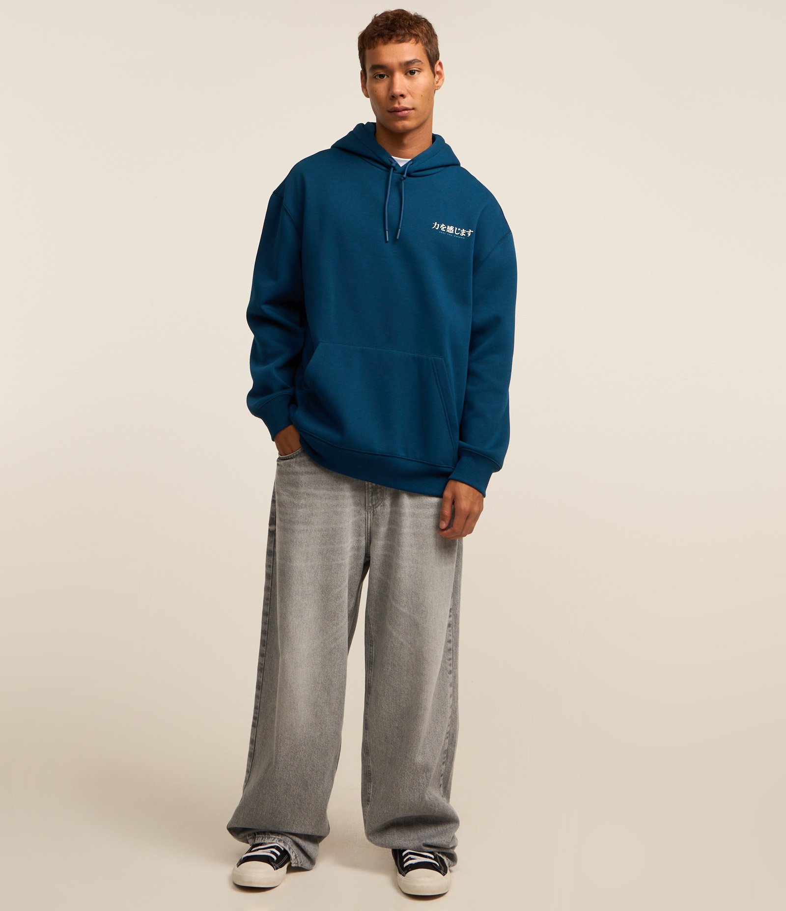 Blusão Relaxed em Moletom com Estampa Oriental e Peixe Carpa Azul 2